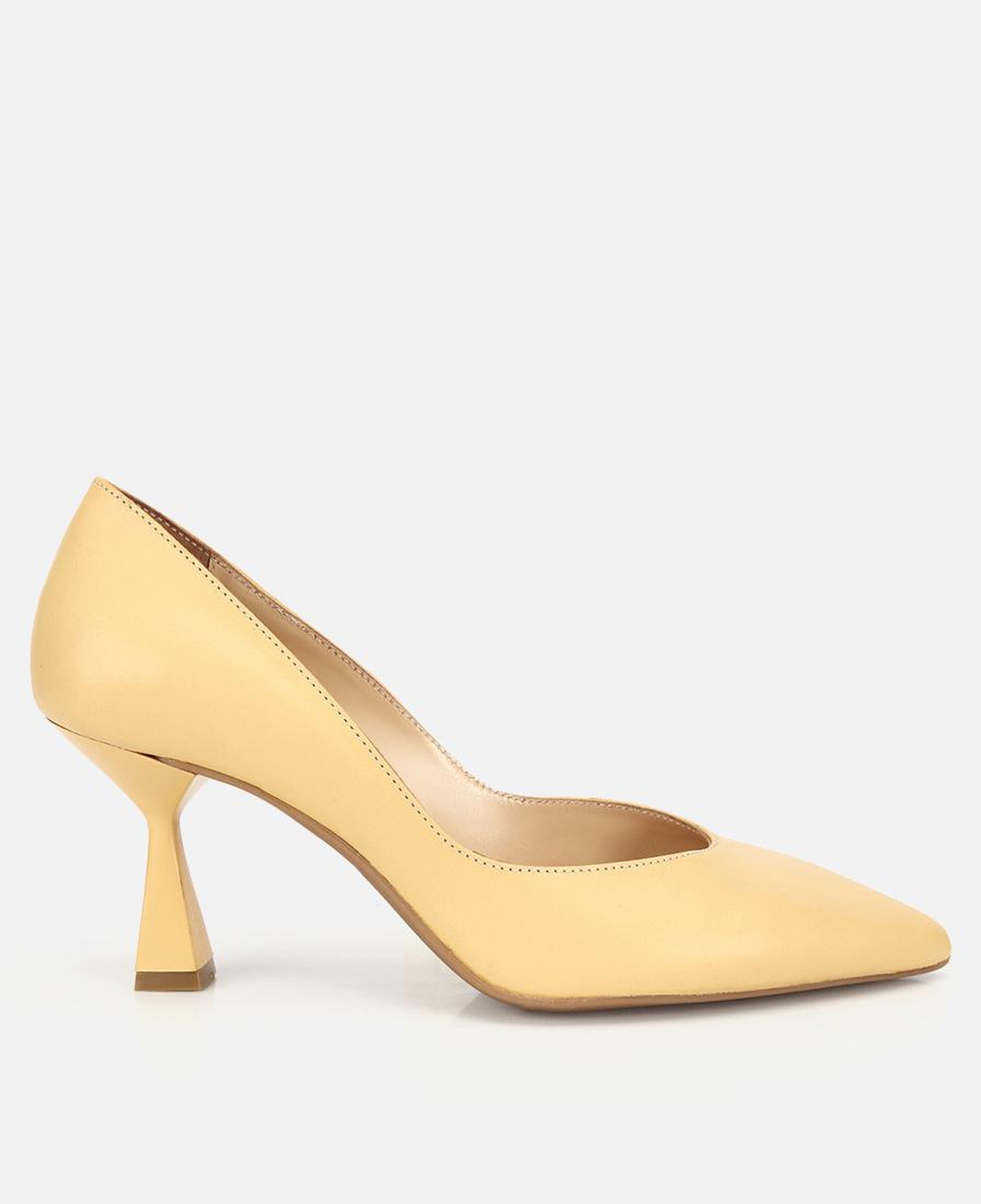 Kadın Deri Sarı Kısa Topuklu Stiletto