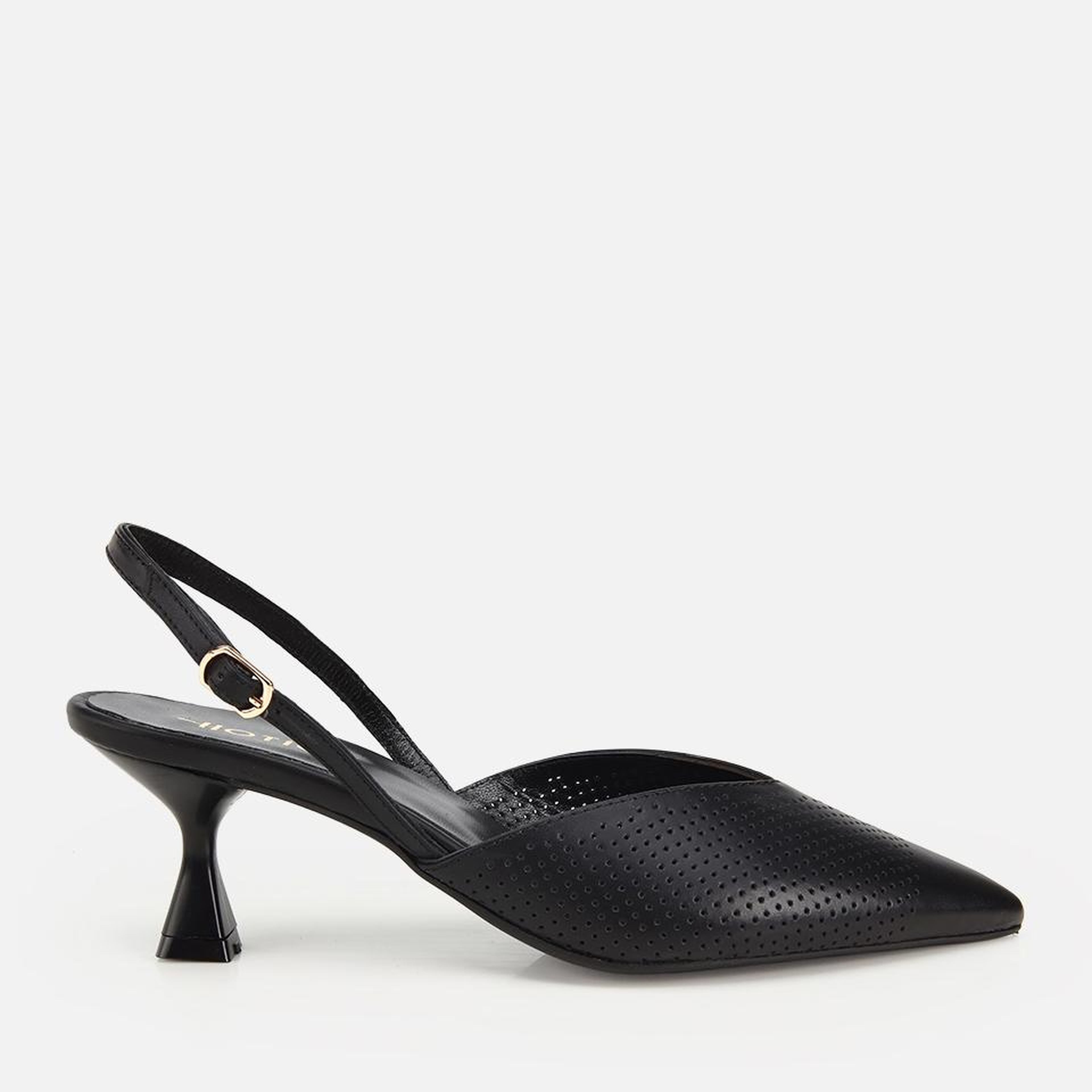 Kadın Deri Siyah Yumuşak Dokulu Arkası Açık  Kısa Topuklu Stiletto