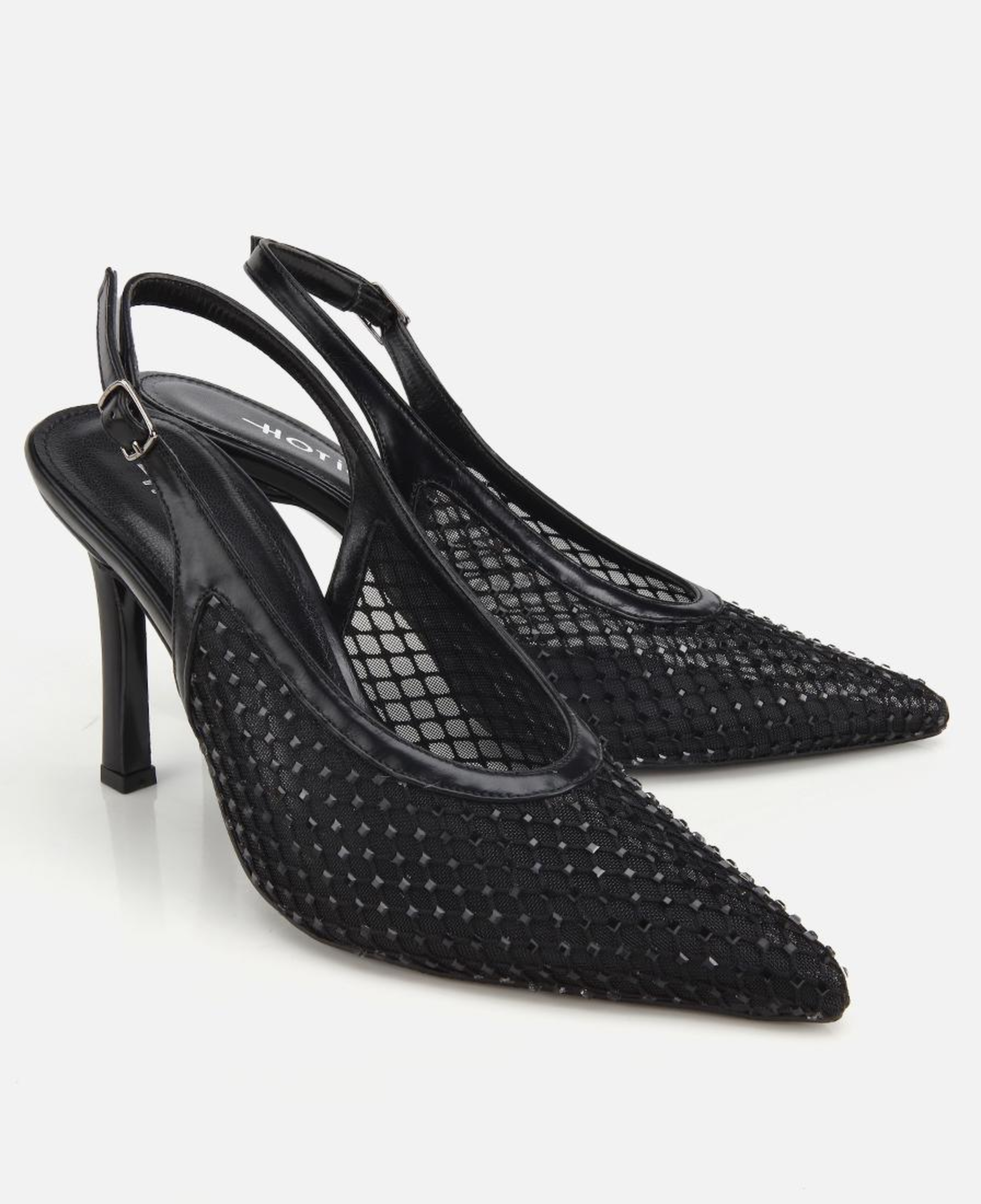Kadın Siyah Taş Detaylı Arkası Açık Stiletto
