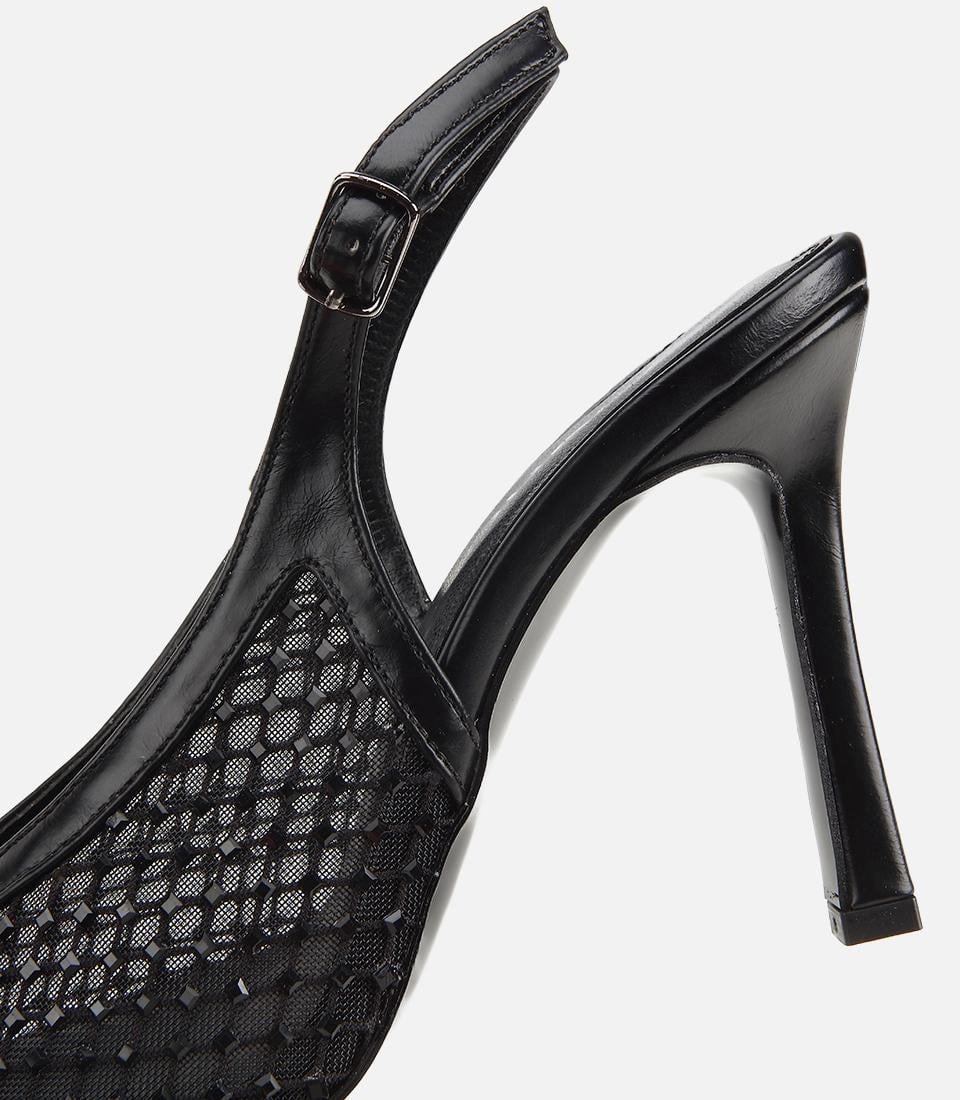 Kadın Siyah Taş Detaylı Arkası Açık Stiletto