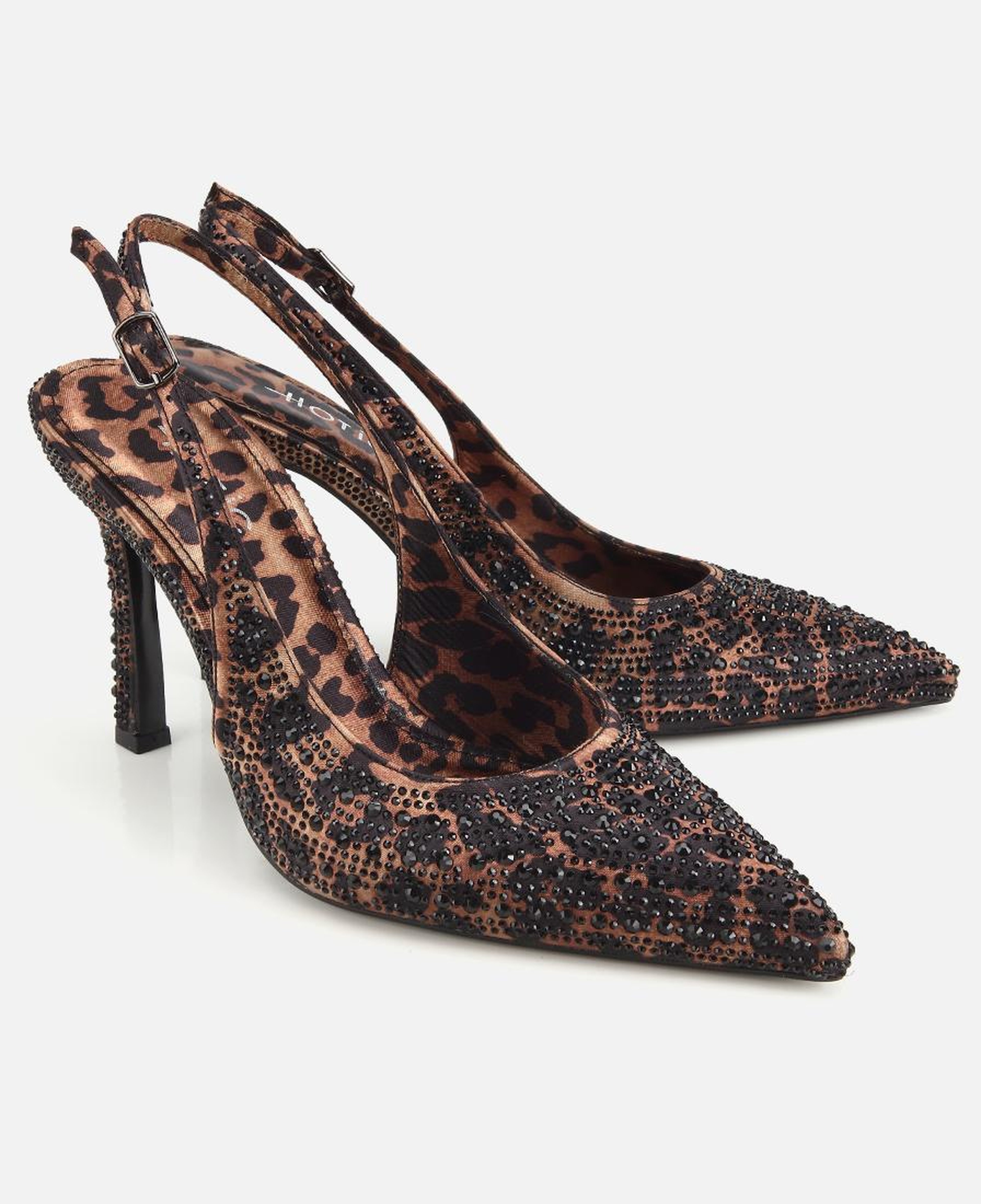 Kadın Kahverengi Taşlı Arkası Açık Stiletto