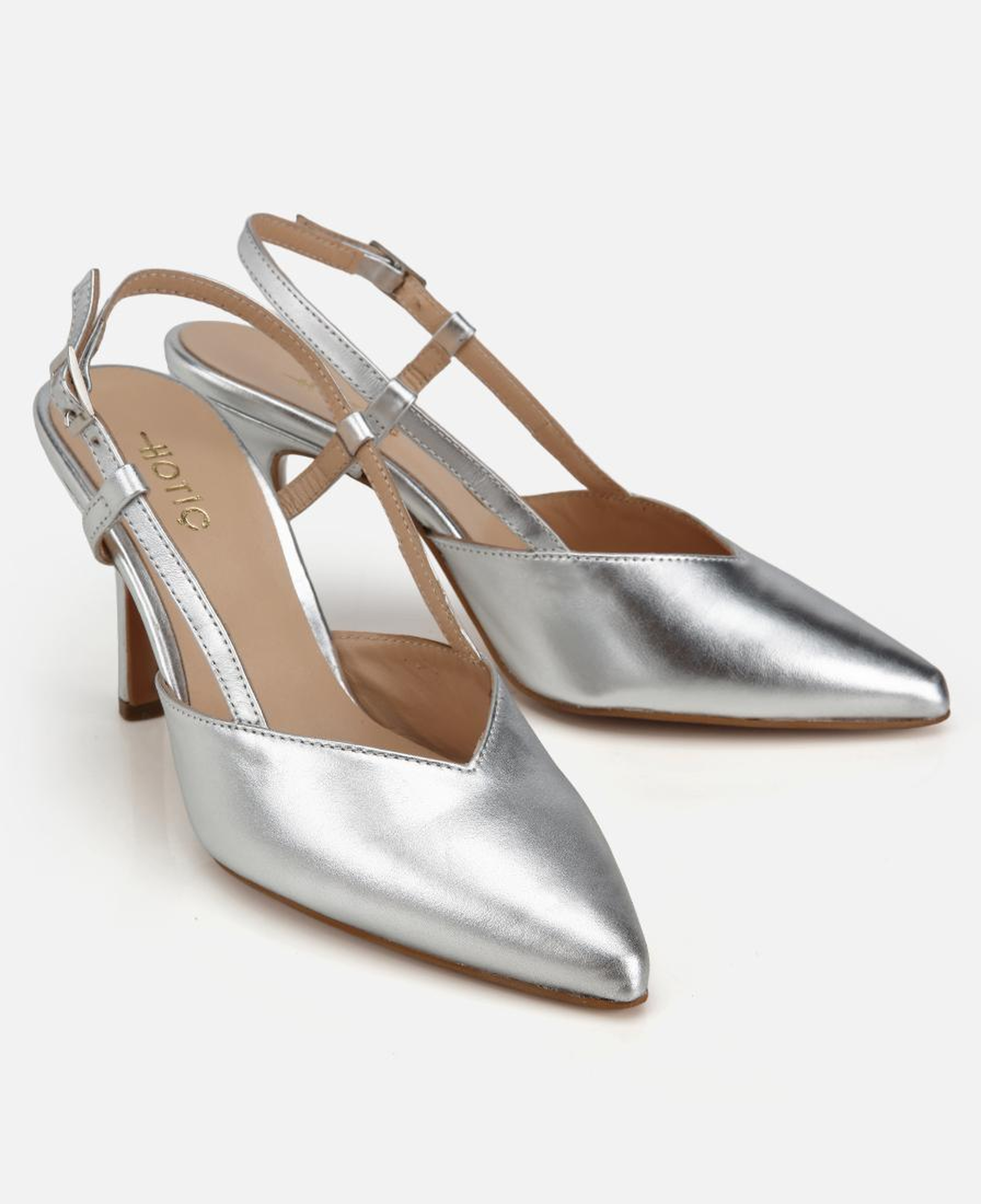 Kadın Deri Lame Arkası Açık Stiletto