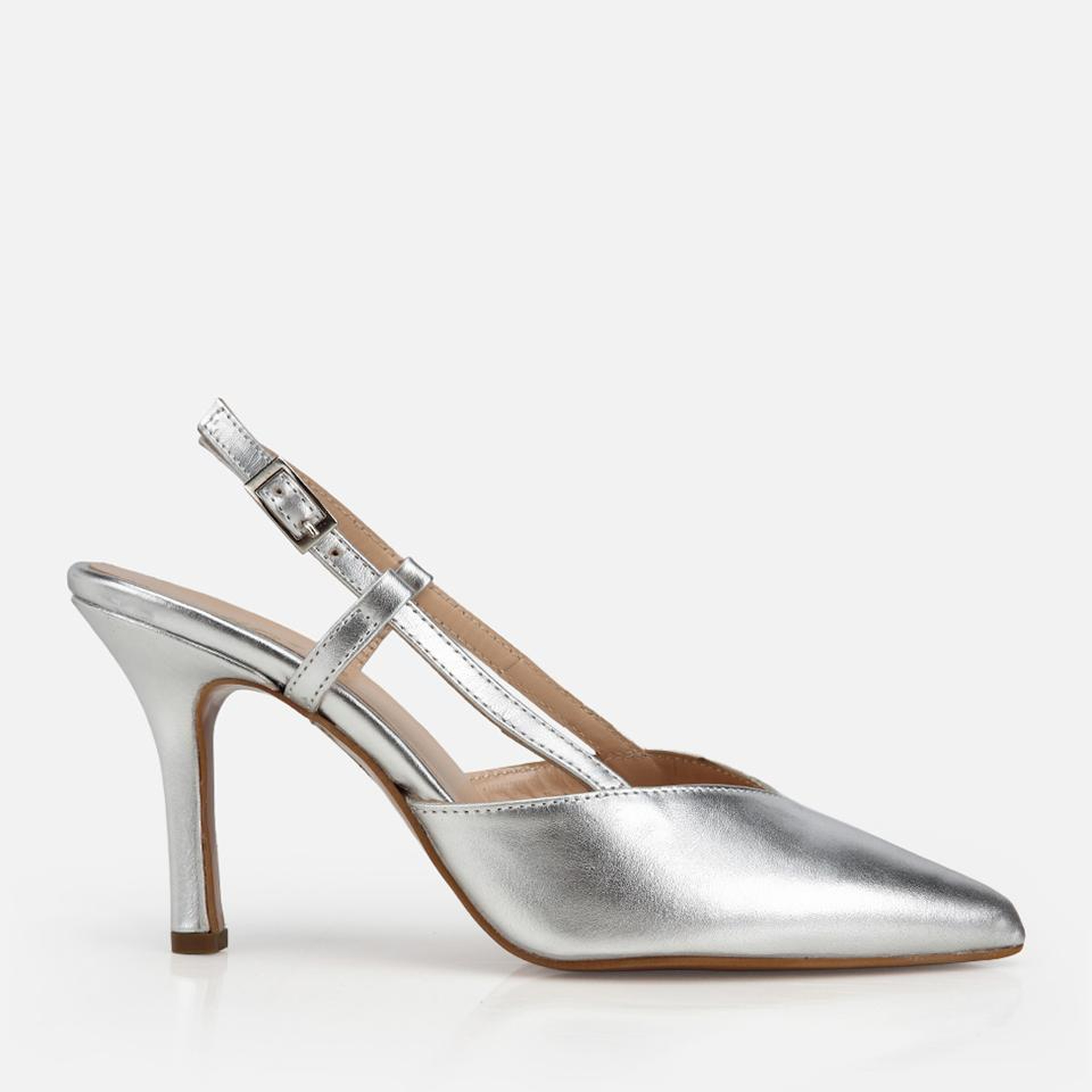 Kadın Deri Lame Arkası Açık Stiletto