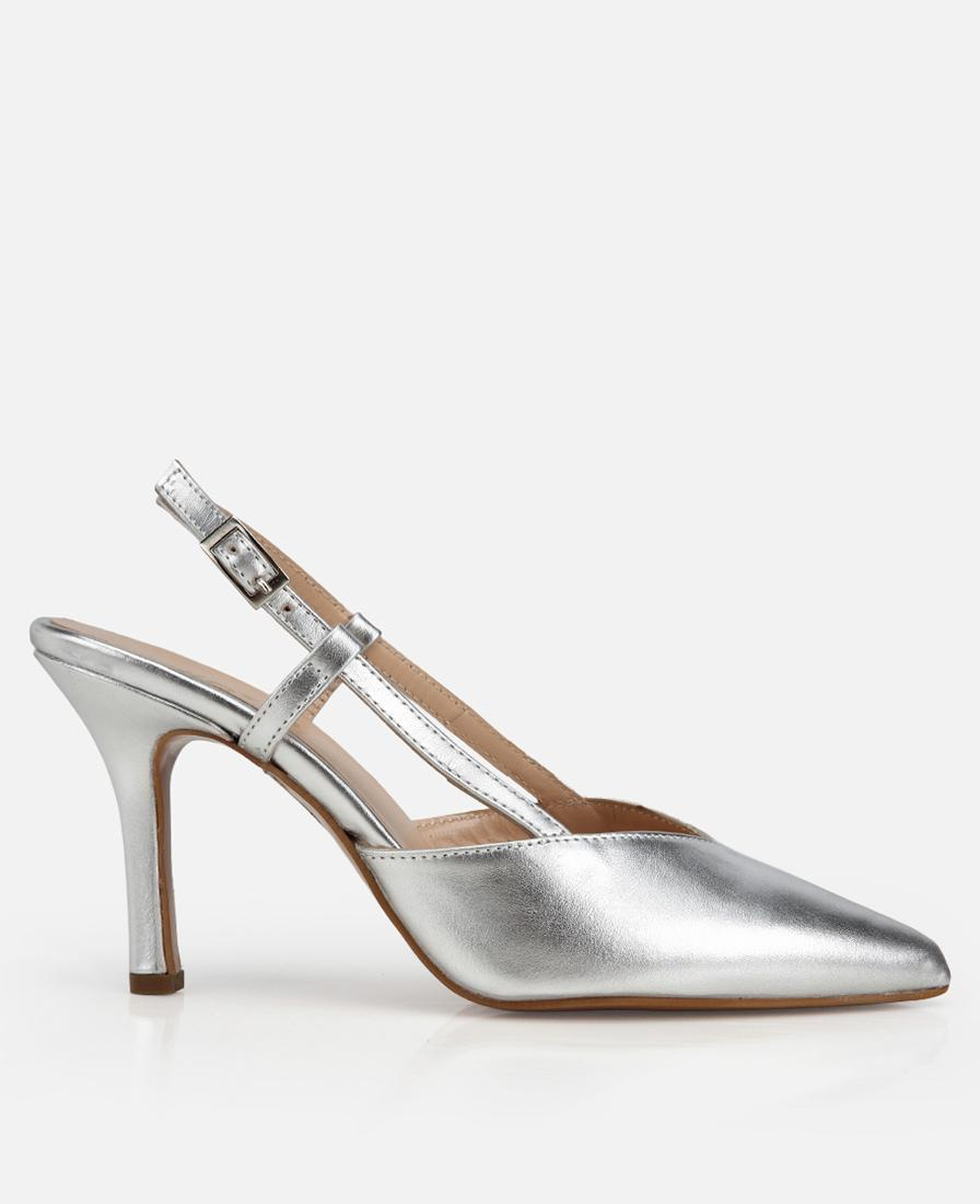 Kadın Deri Lame Arkası Açık Stiletto