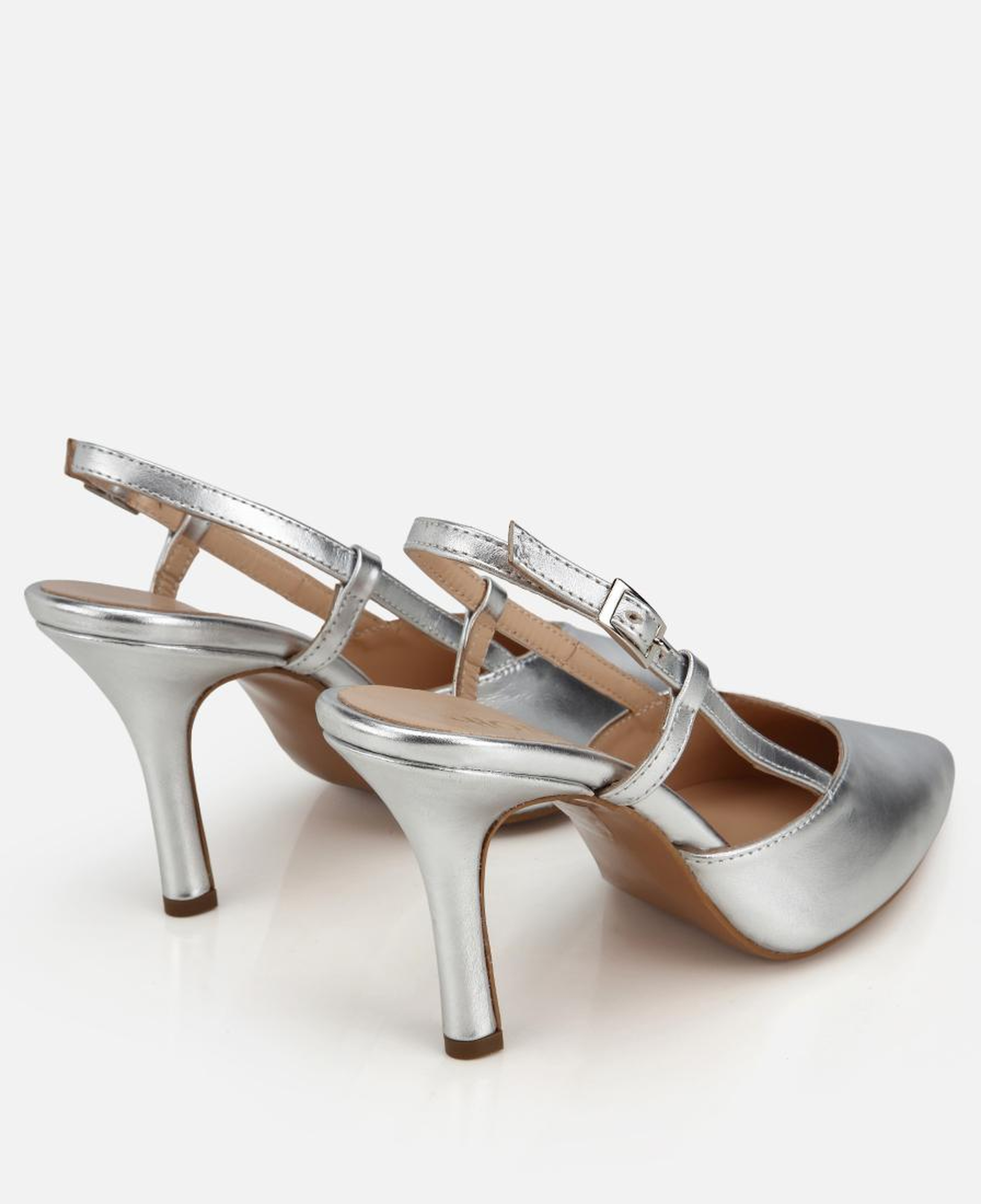 Kadın Deri Lame Arkası Açık Stiletto