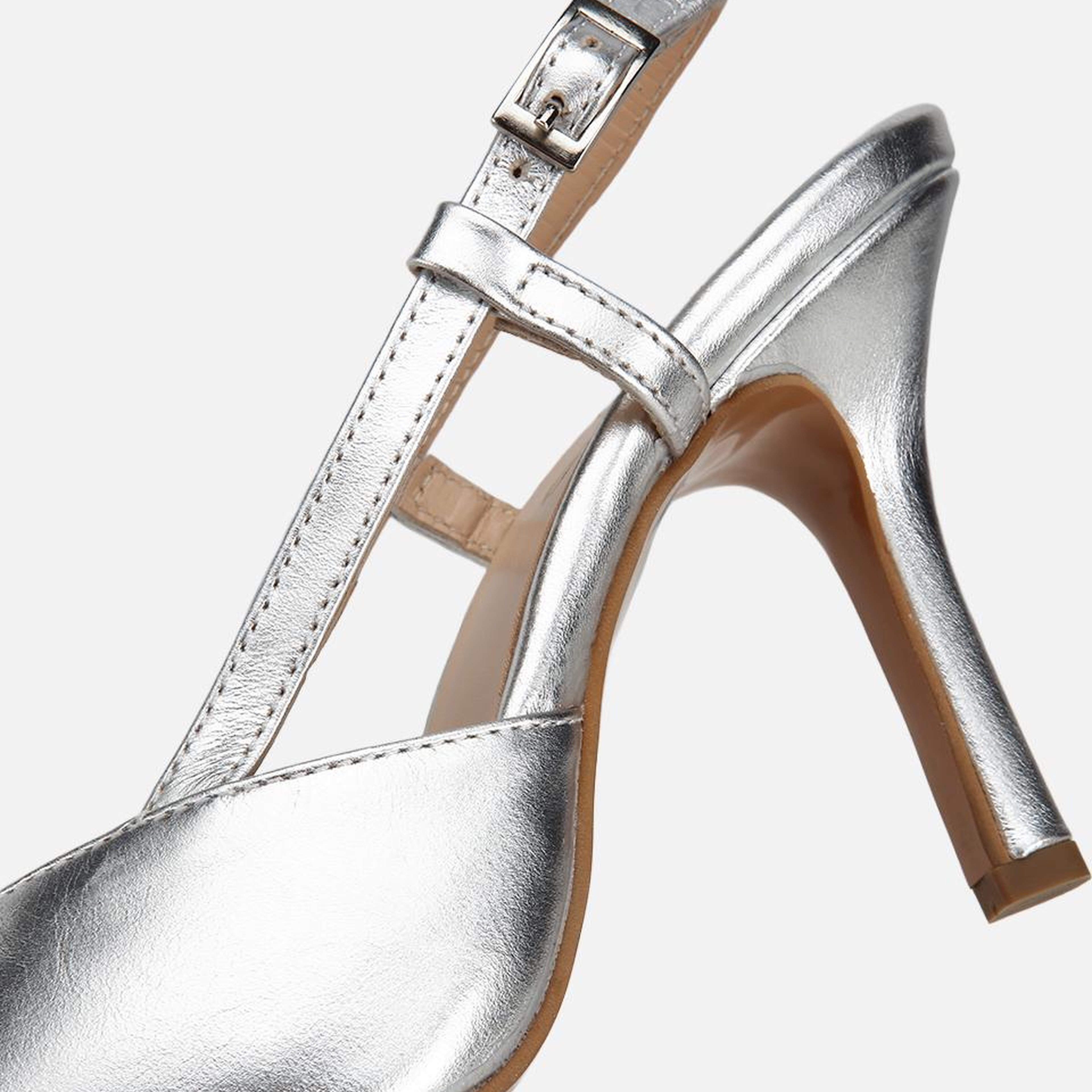 Kadın Deri Lame Arkası Açık Stiletto