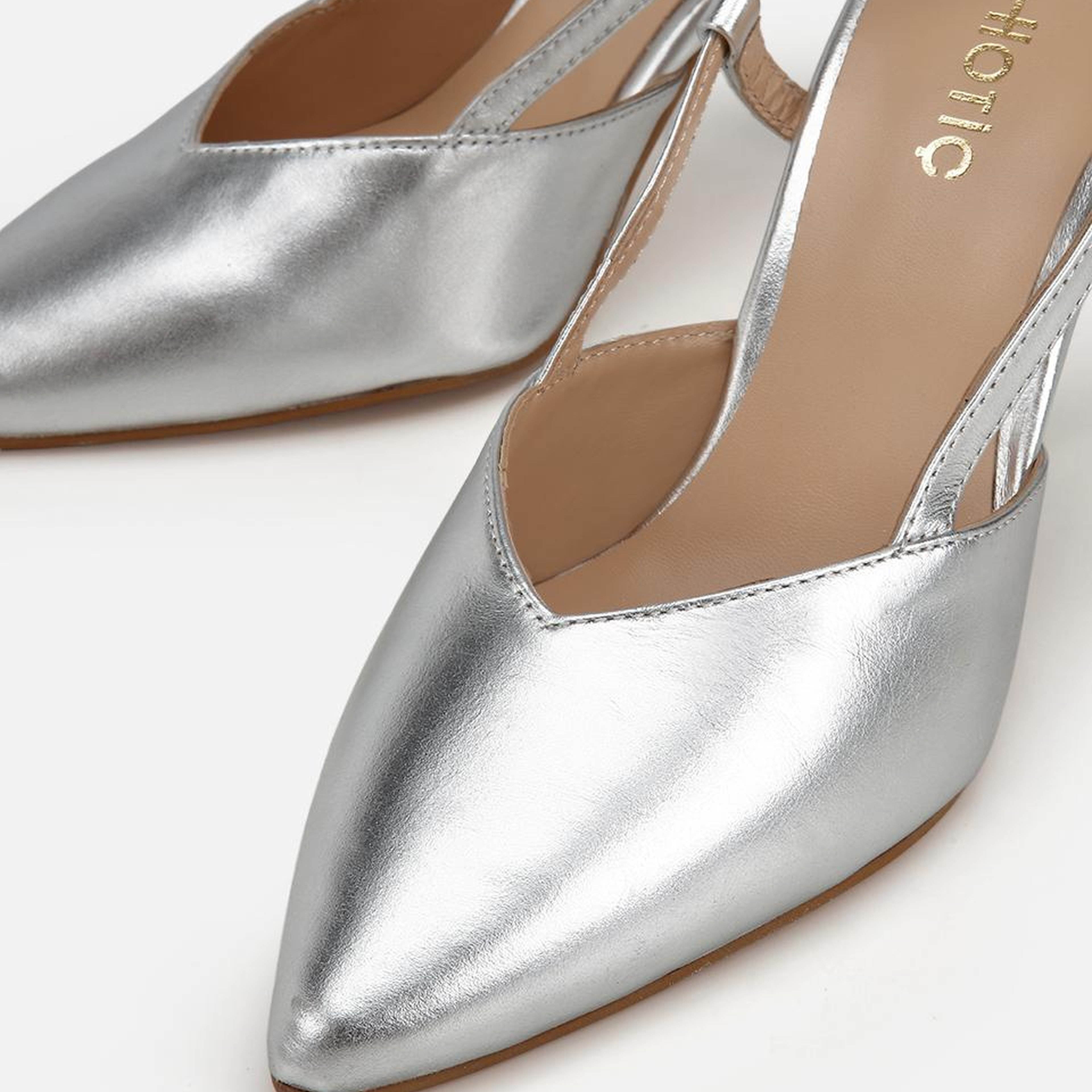 Kadın Deri Lame Arkası Açık Stiletto