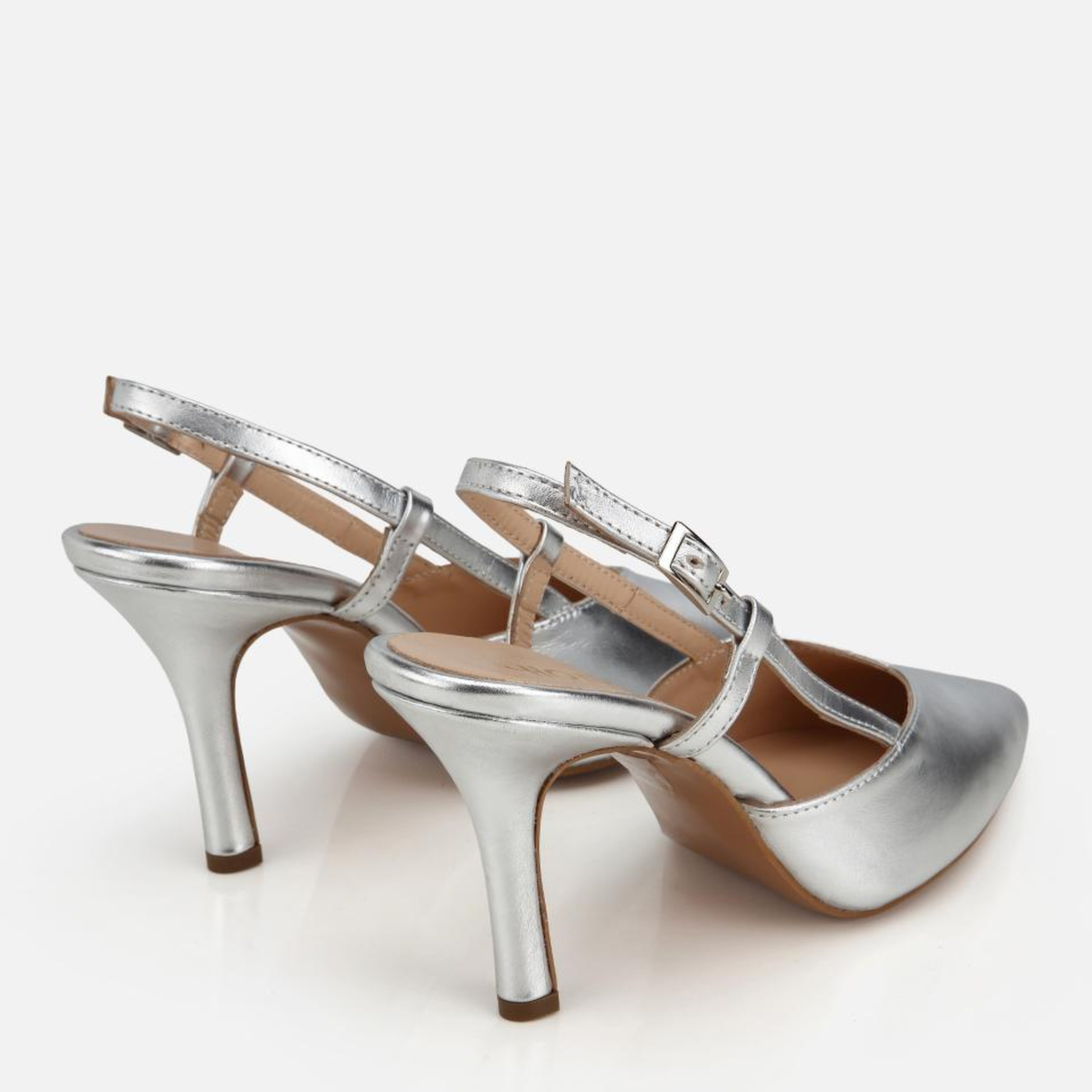 Kadın Deri Lame Arkası Açık Stiletto