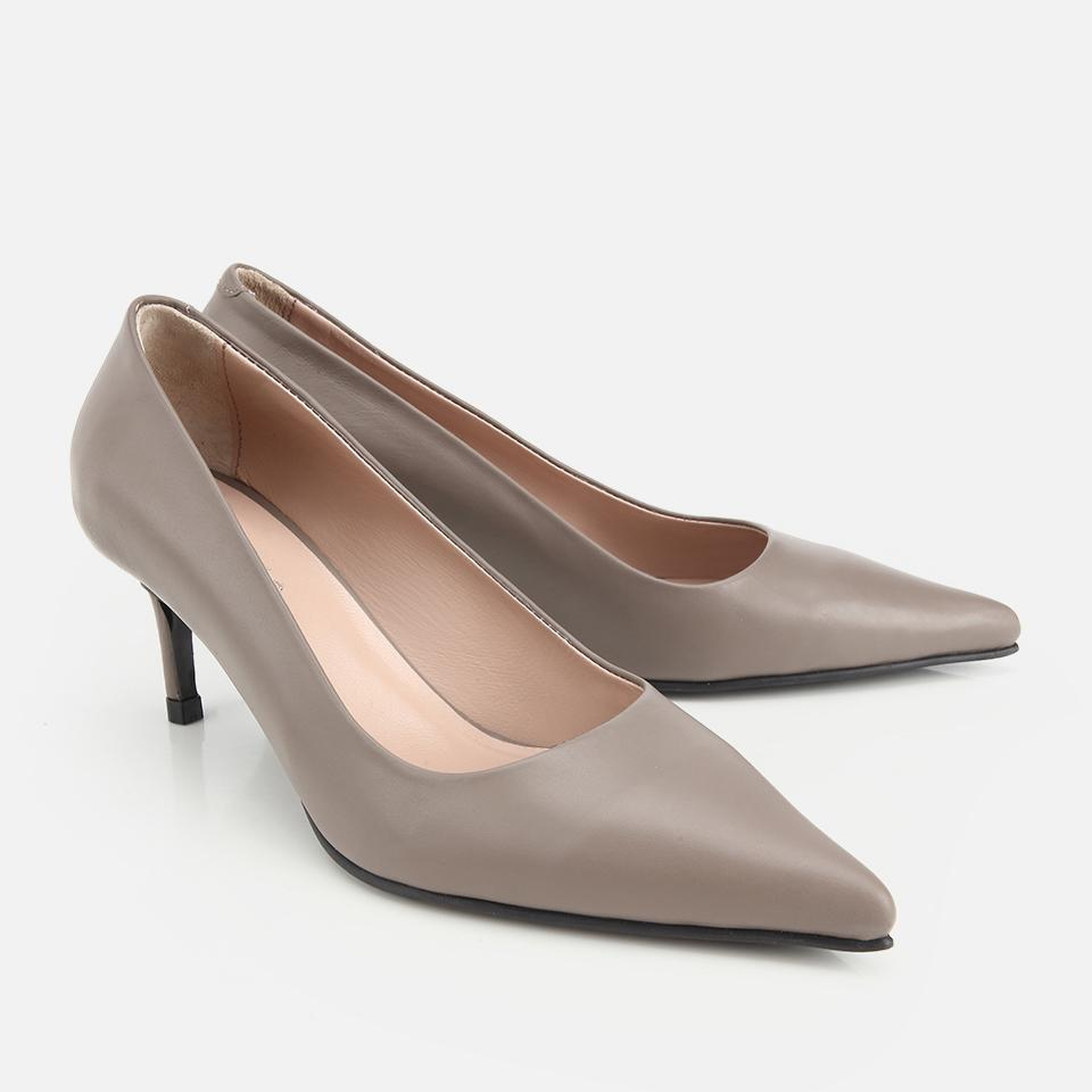 Kadın Deri Vizon İnce Kısa Topuklu Stiletto