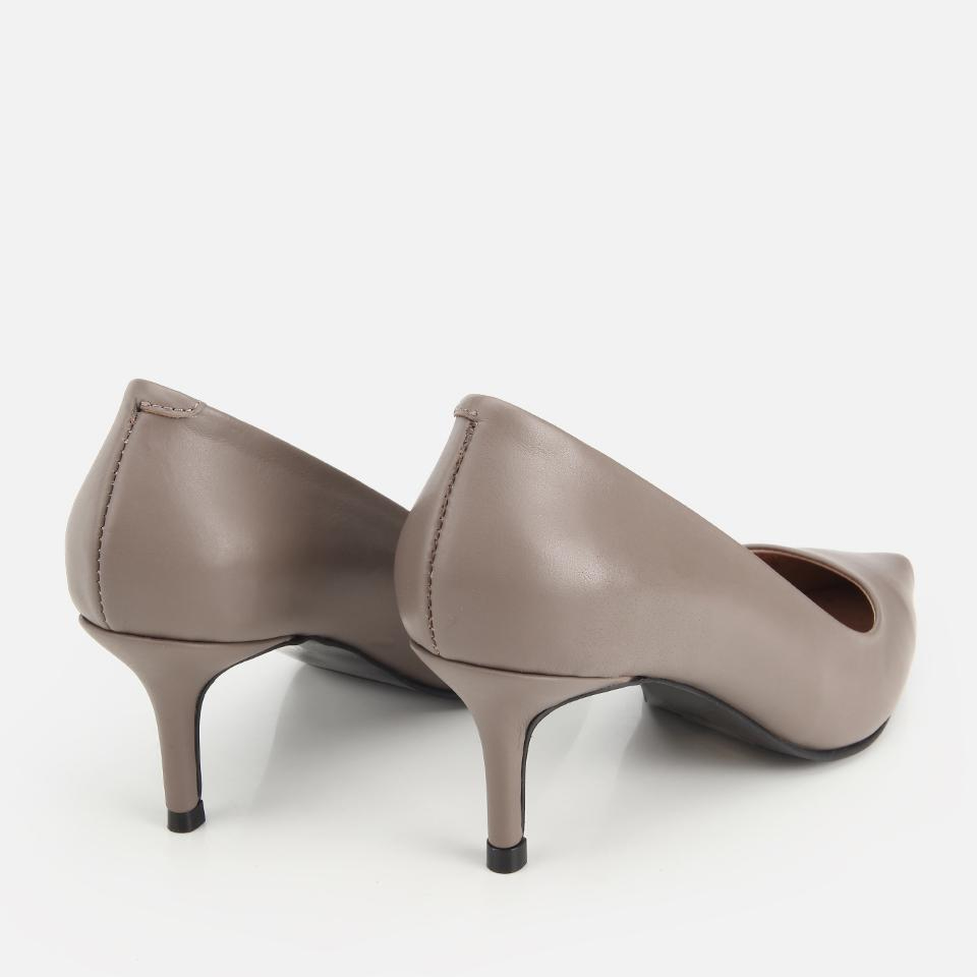 Kadın Deri Vizon İnce Kısa Topuklu Stiletto