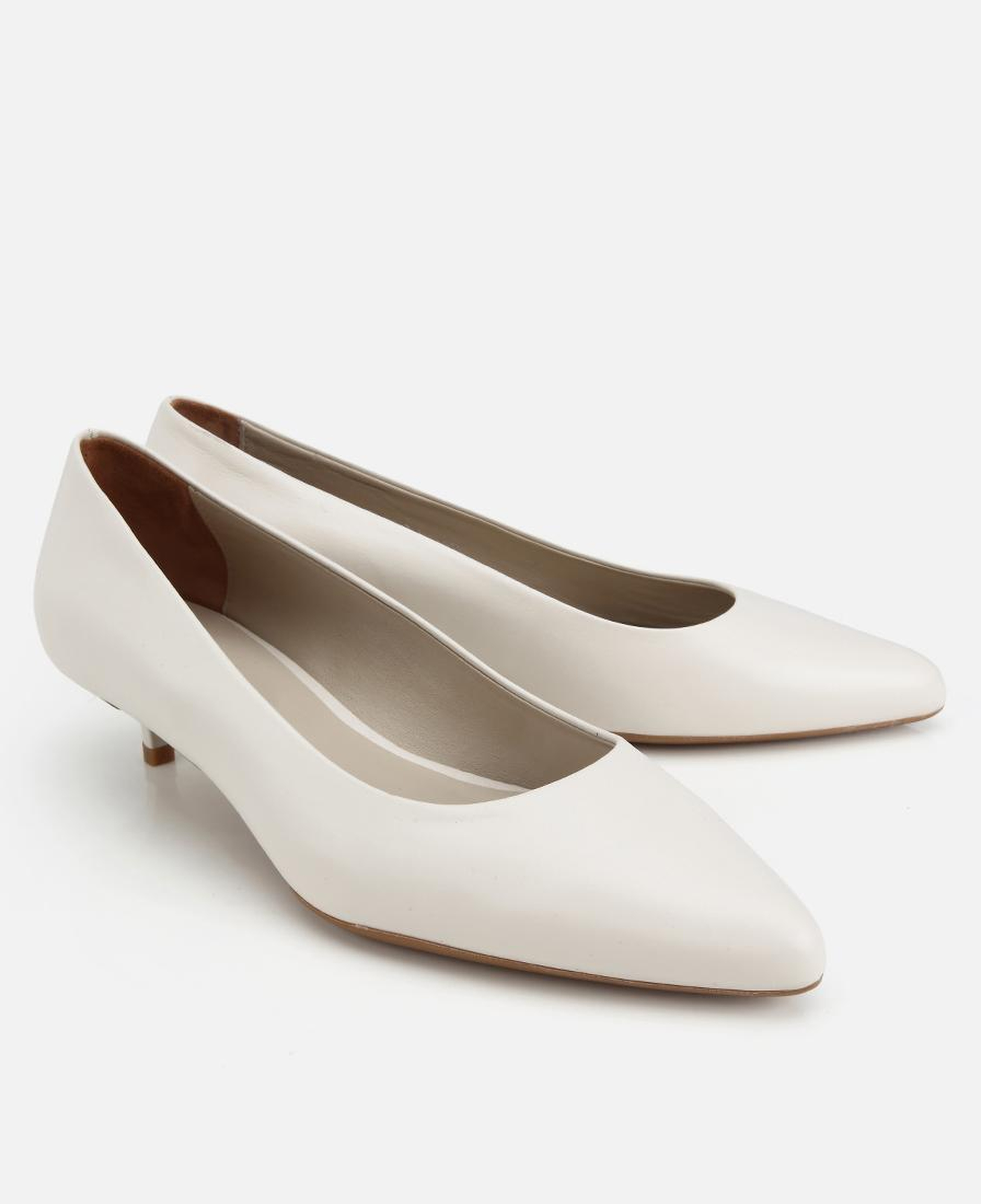 Kadın Deri Ekru Mini Topuklu Klasik Stiletto