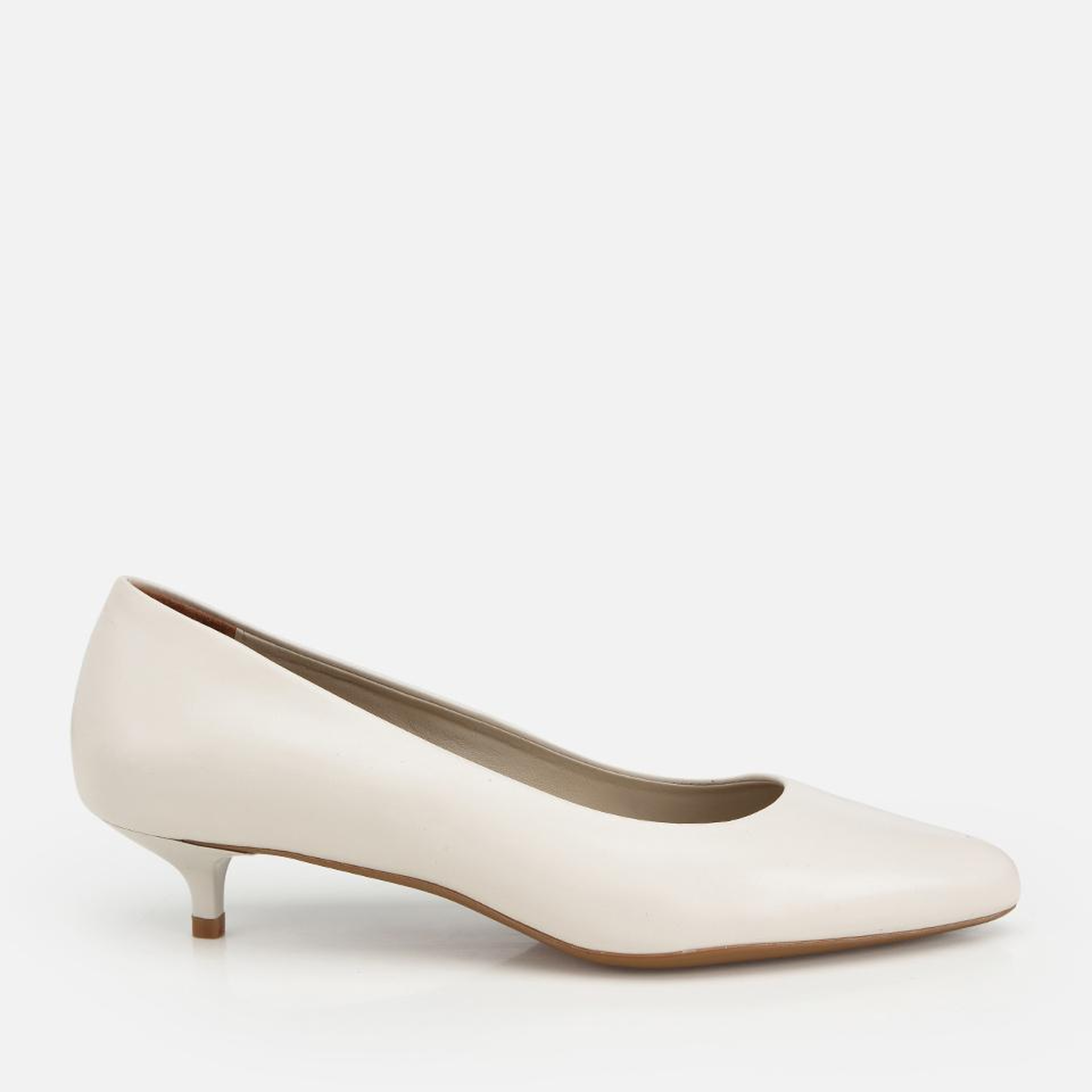 Kadın Deri Ekru Mini Topuklu Klasik Stiletto