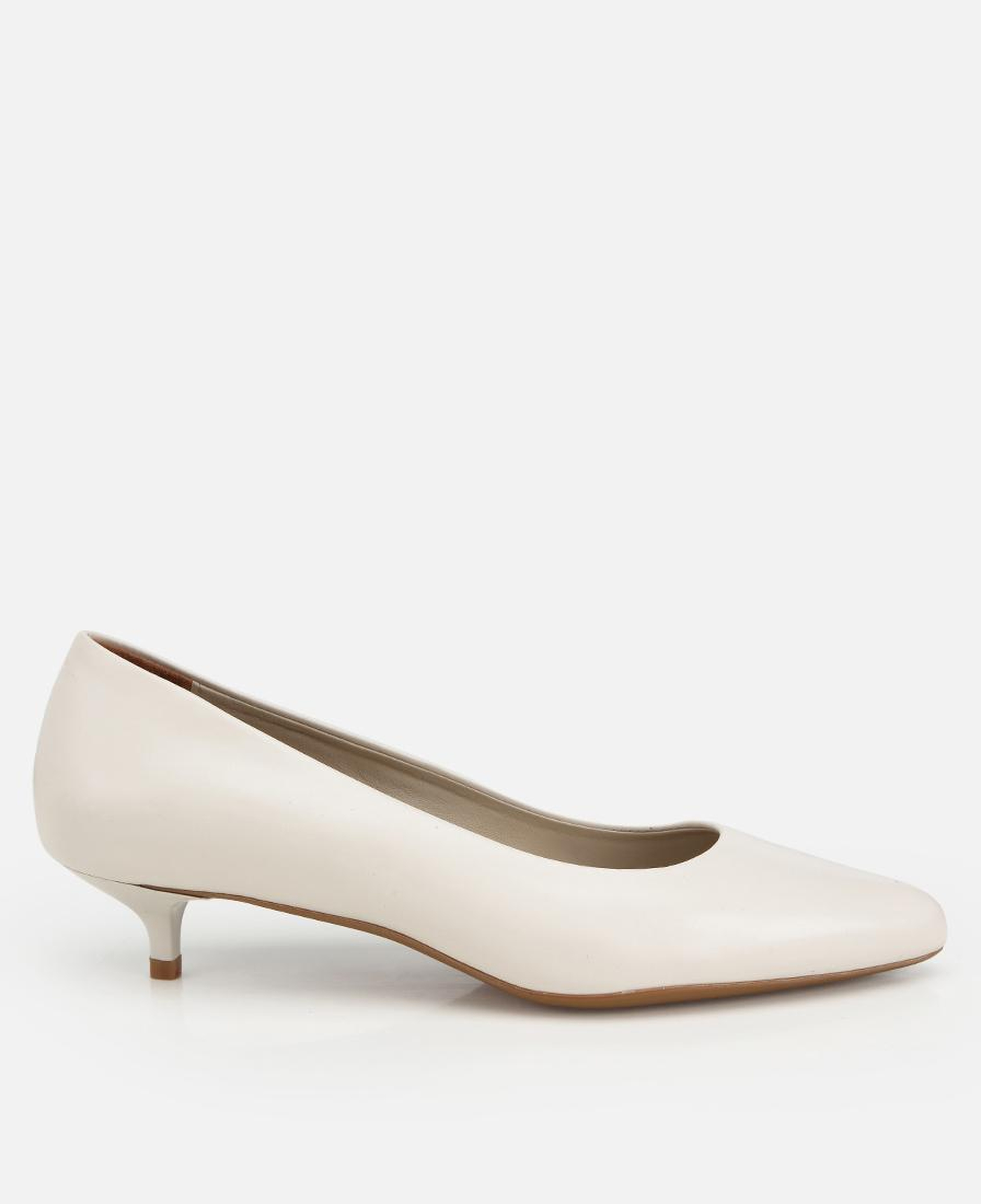 Kadın Deri Ekru Mini Topuklu Klasik Stiletto