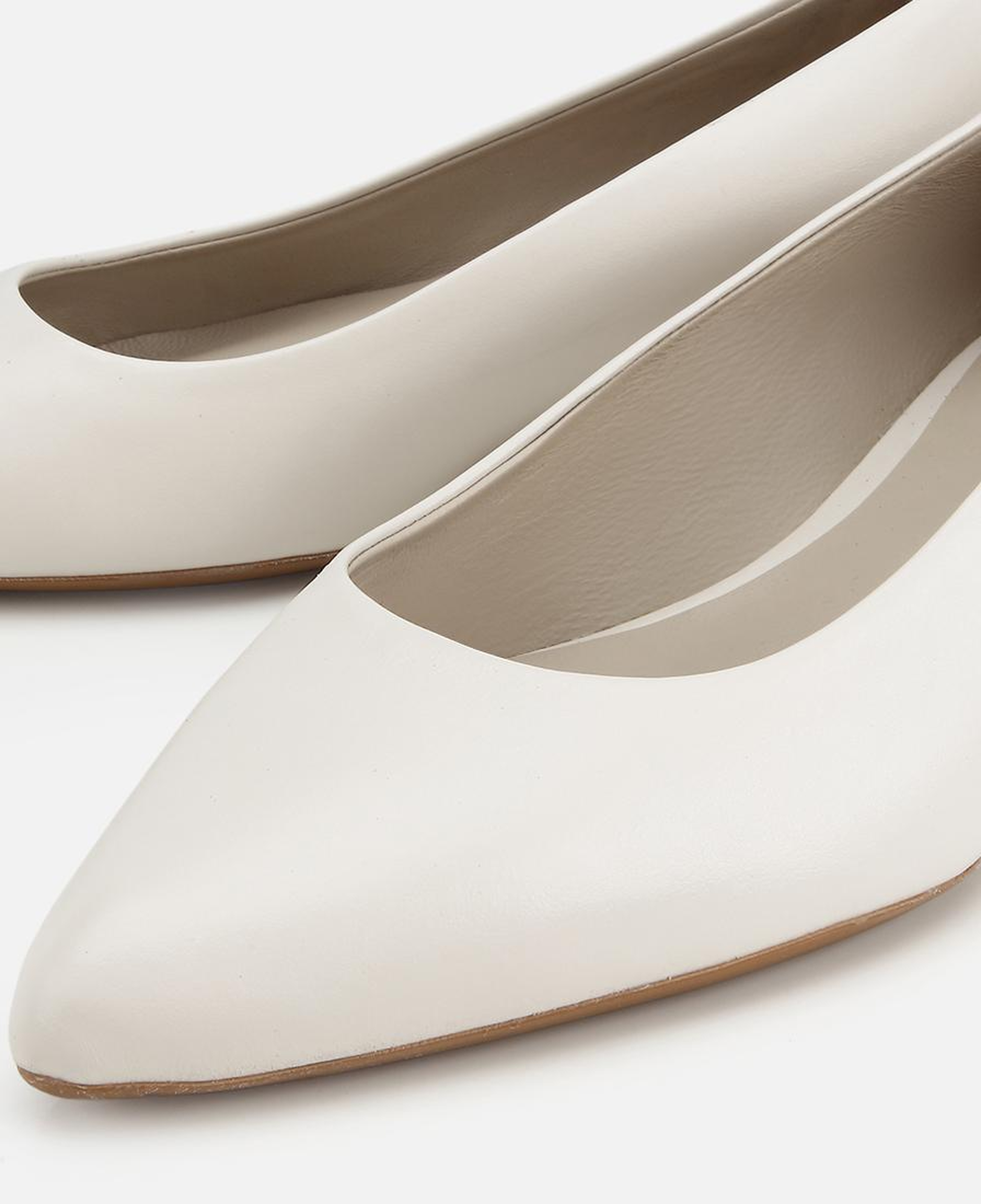Kadın Deri Ekru Mini Topuklu Klasik Stiletto