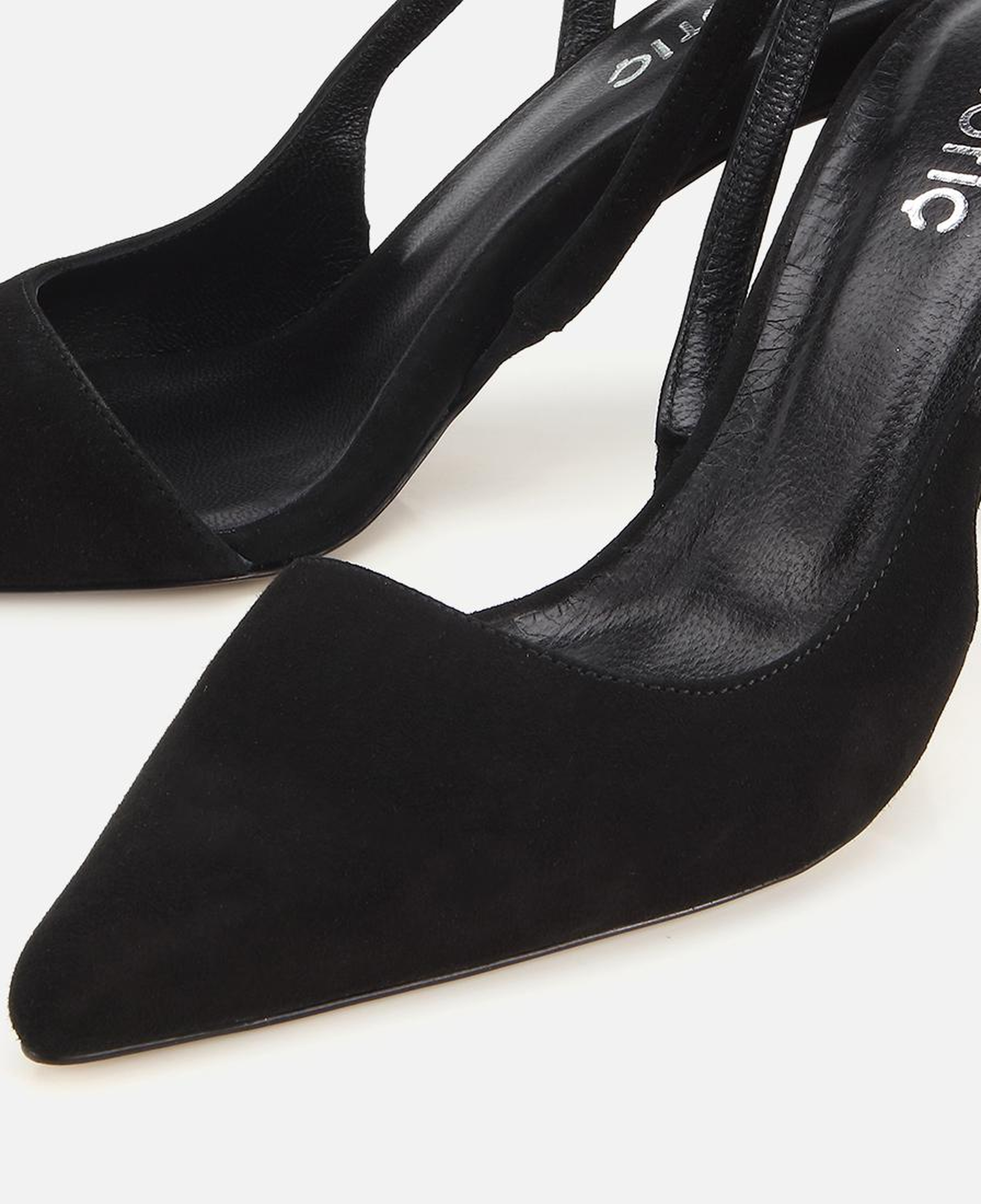 Kadın Süet Deri Siyah Sivri Burunlu İnce Topuklu Stiletto