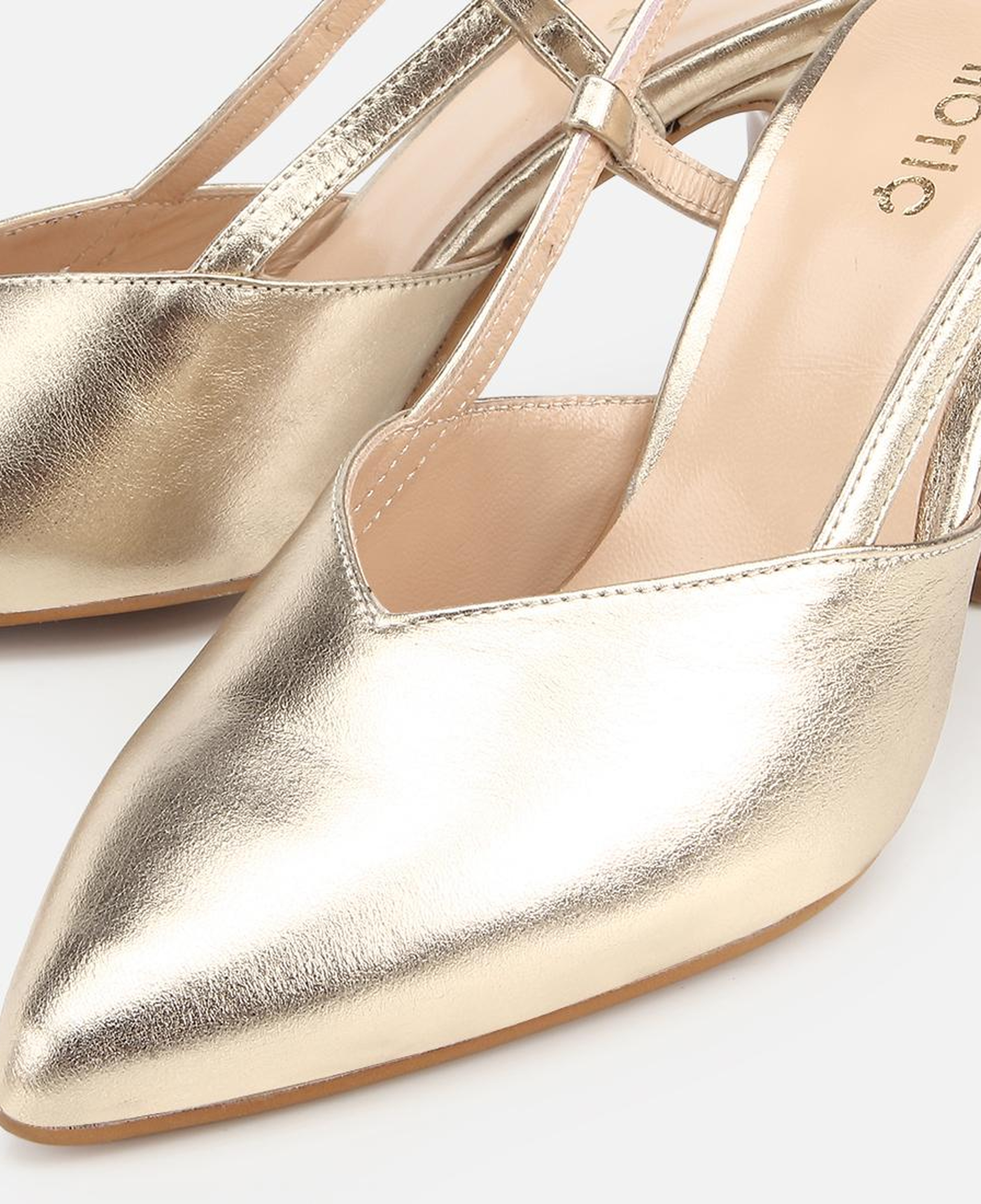 Kadın Deri Gold Arkası Açık Stiletto