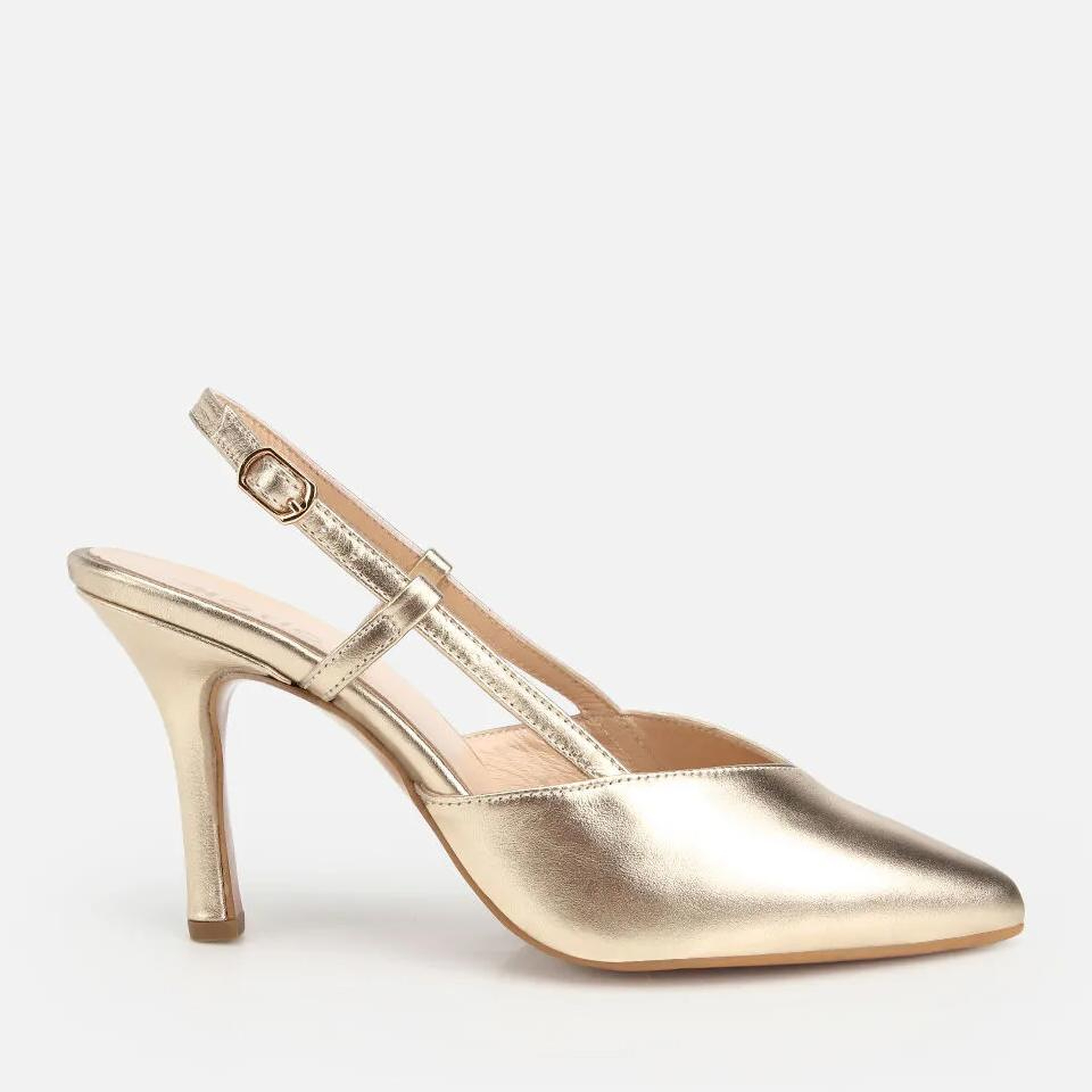 Kadın Deri Gold Arkası Açık Stiletto