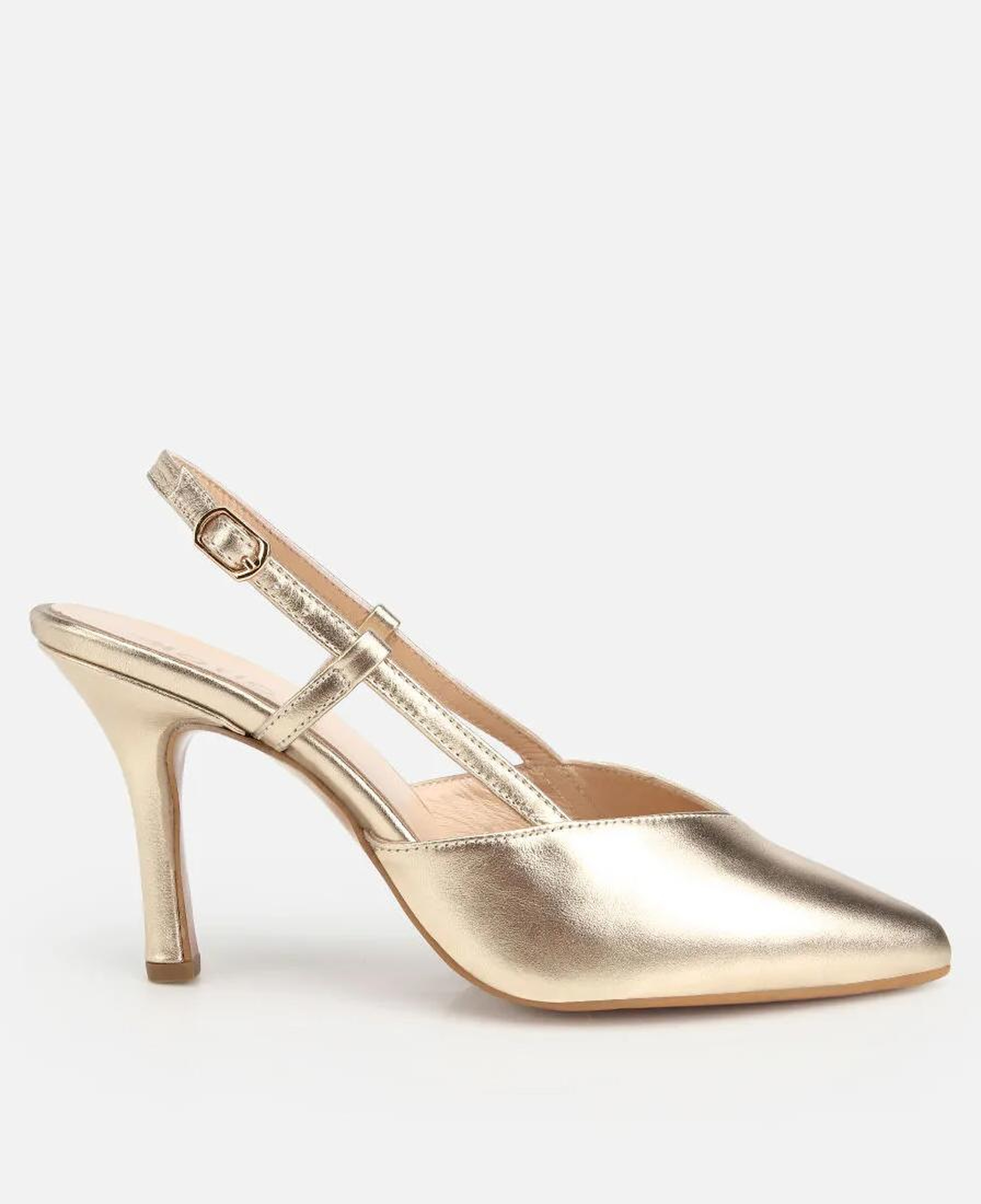 Kadın Deri Gold Arkası Açık Stiletto