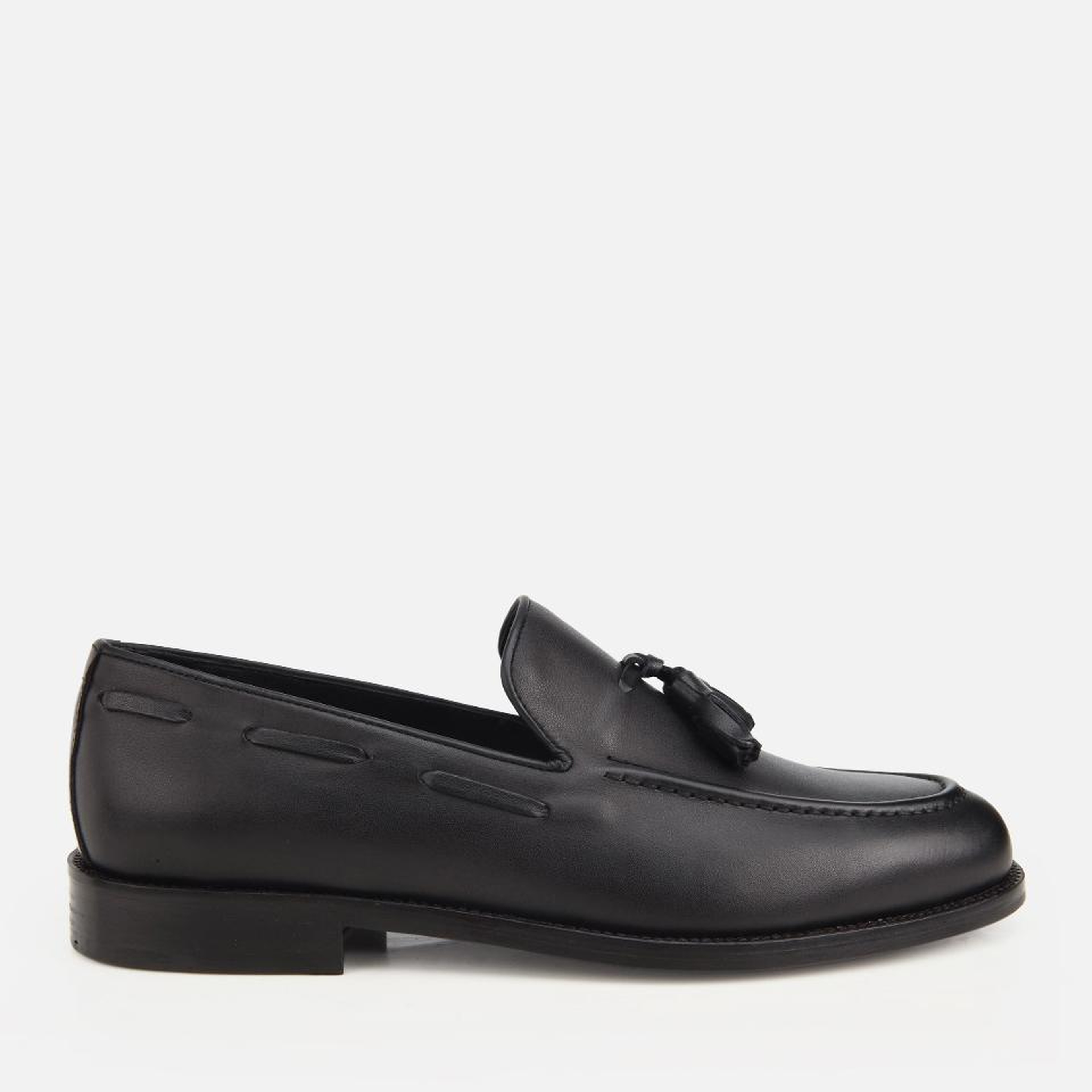 Erkek Deri Siyah Püskül Detaylı Klasik Loafer