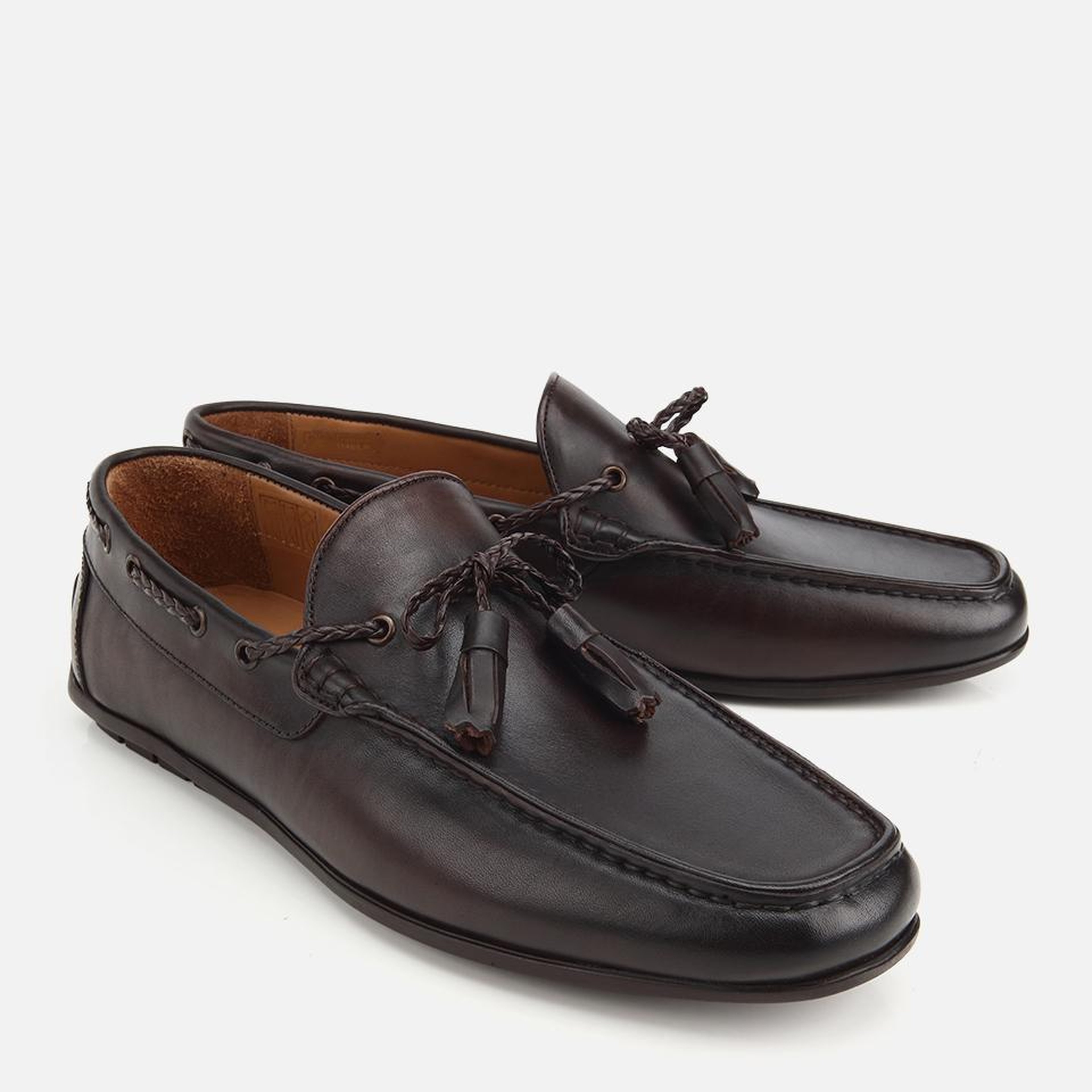 Erkek Deri Kahverengi Püskül Dikiş Detaylı Klasik Loafer