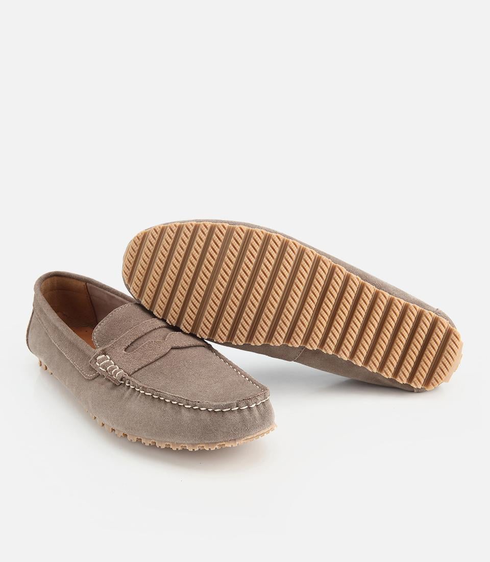 Erkek Süet Deri Bej Rahat Günlük Loafer