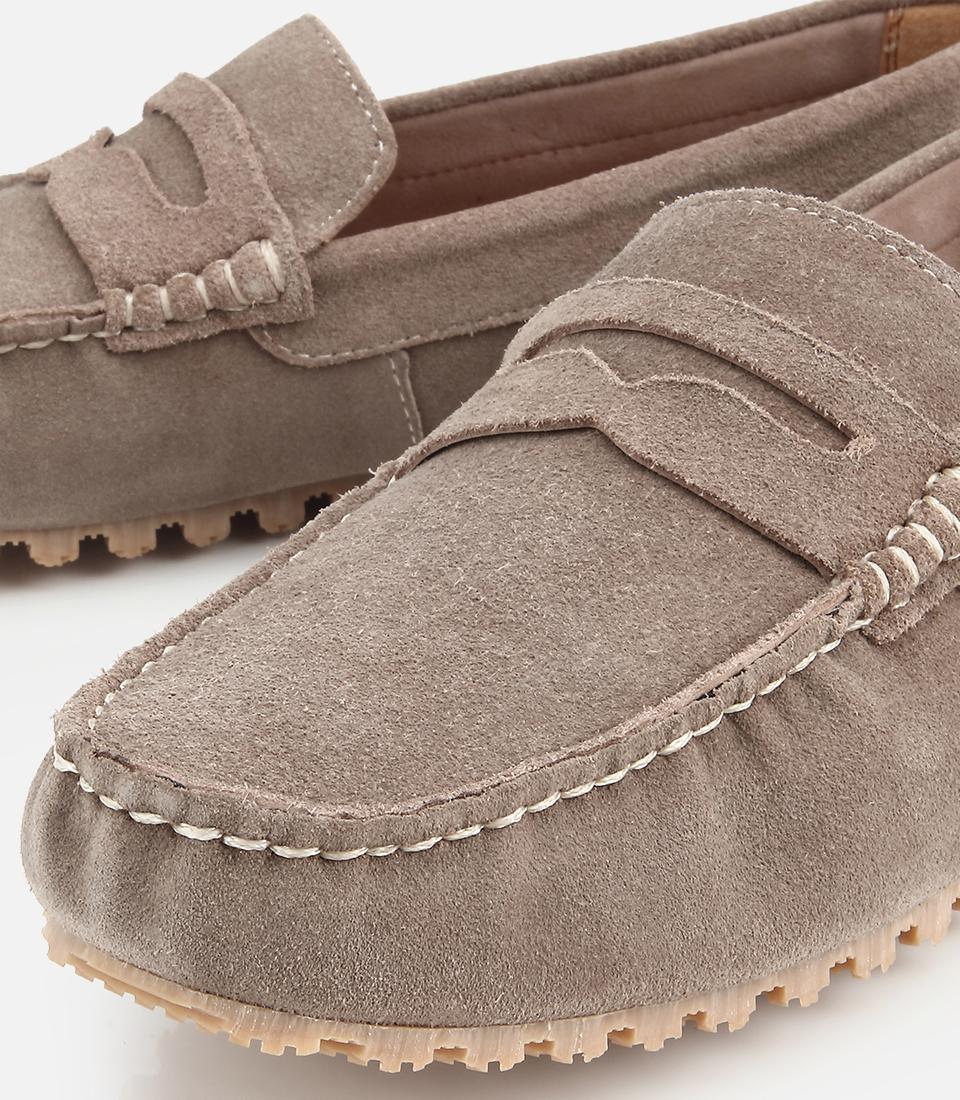 Erkek Süet Deri Bej Rahat Günlük Loafer