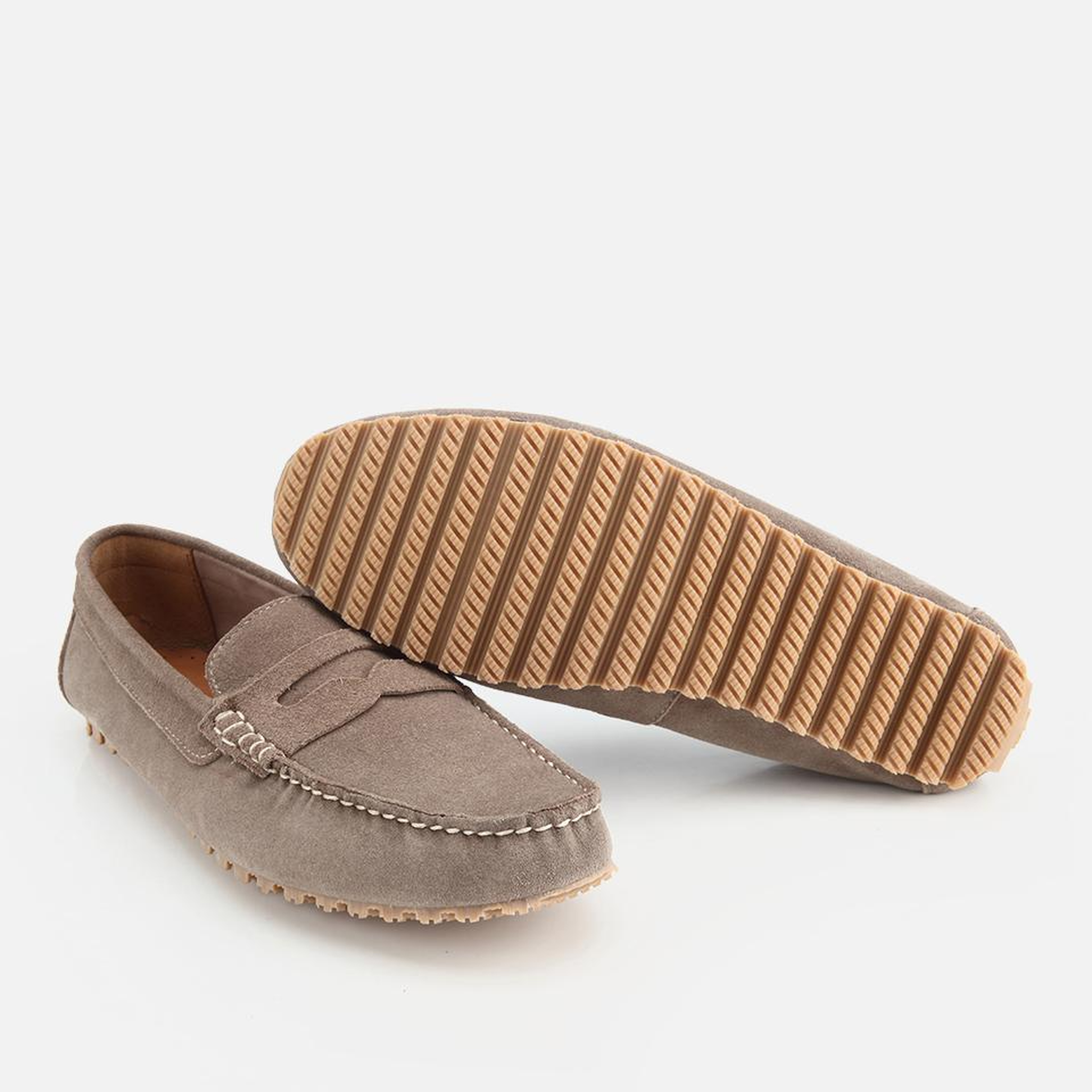 Erkek Süet Deri Bej Rahat Günlük Loafer