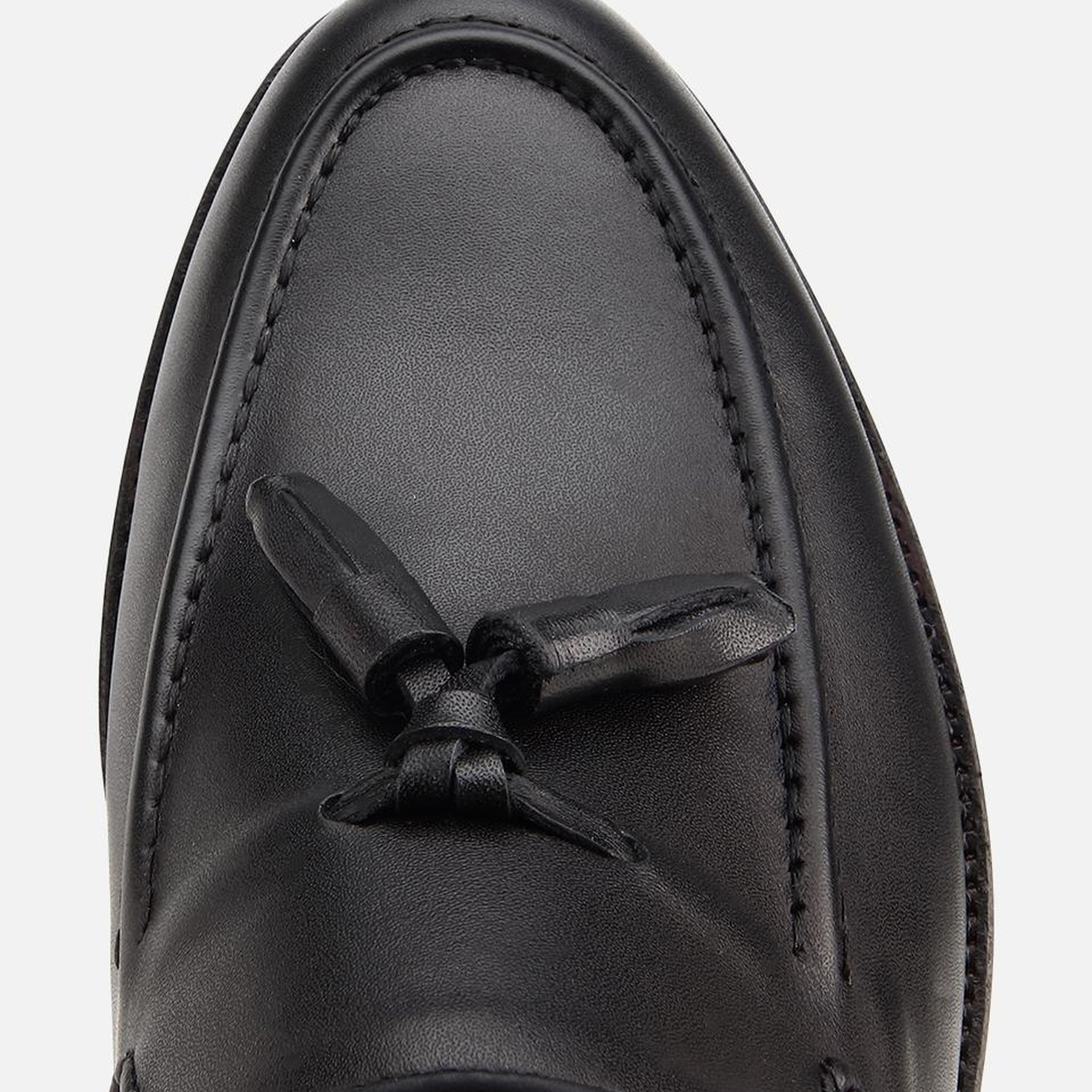 Erkek Deri Siyah Püskül Detaylı Klasik Loafer