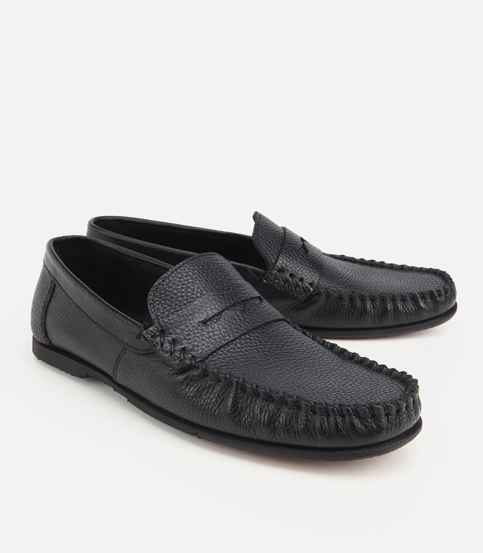 Erkek Deri Siyah Yumuşak Dokulu Günlük Loafer