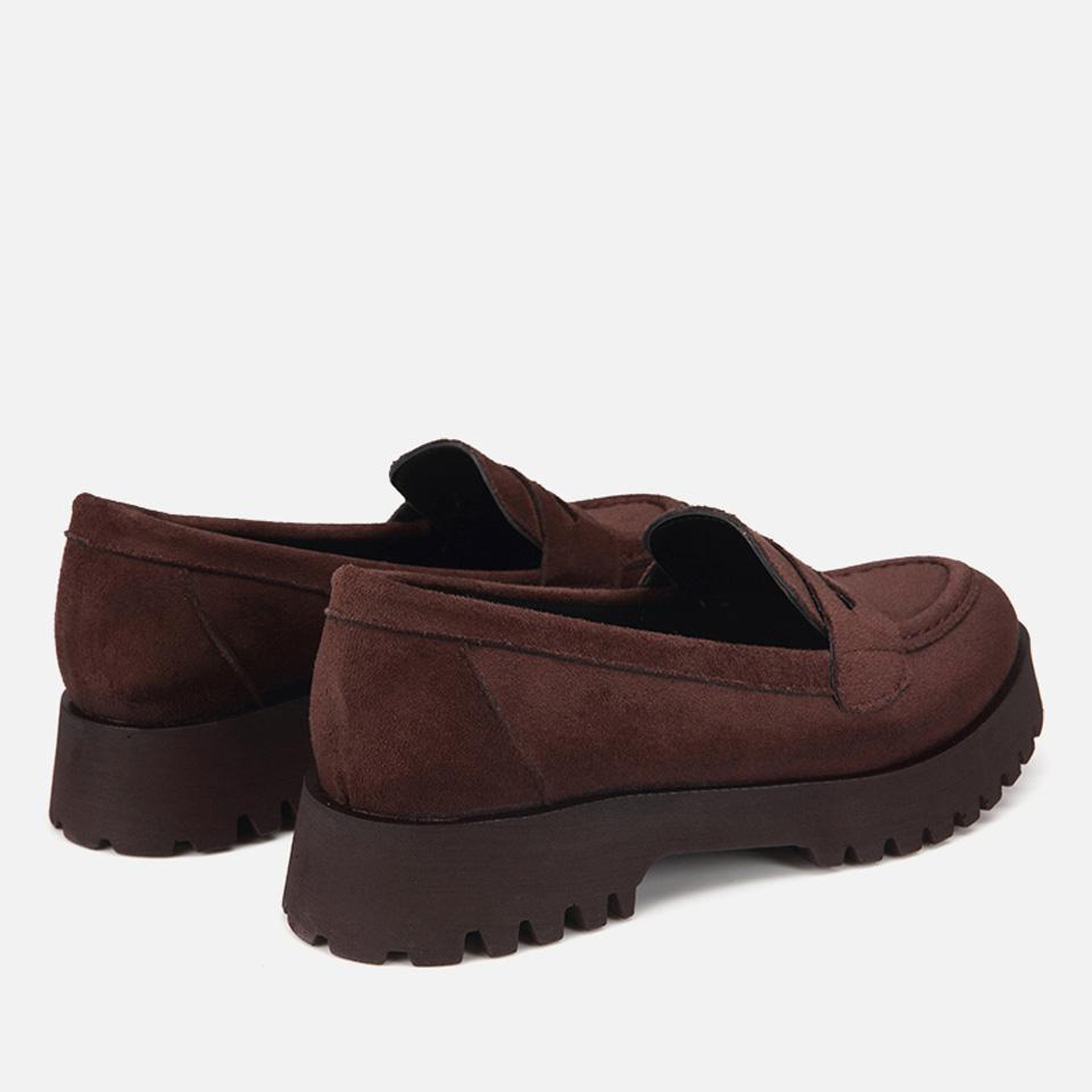 Kadın Kahverengi Süet Kalın Tabanlı Günlük Loafer