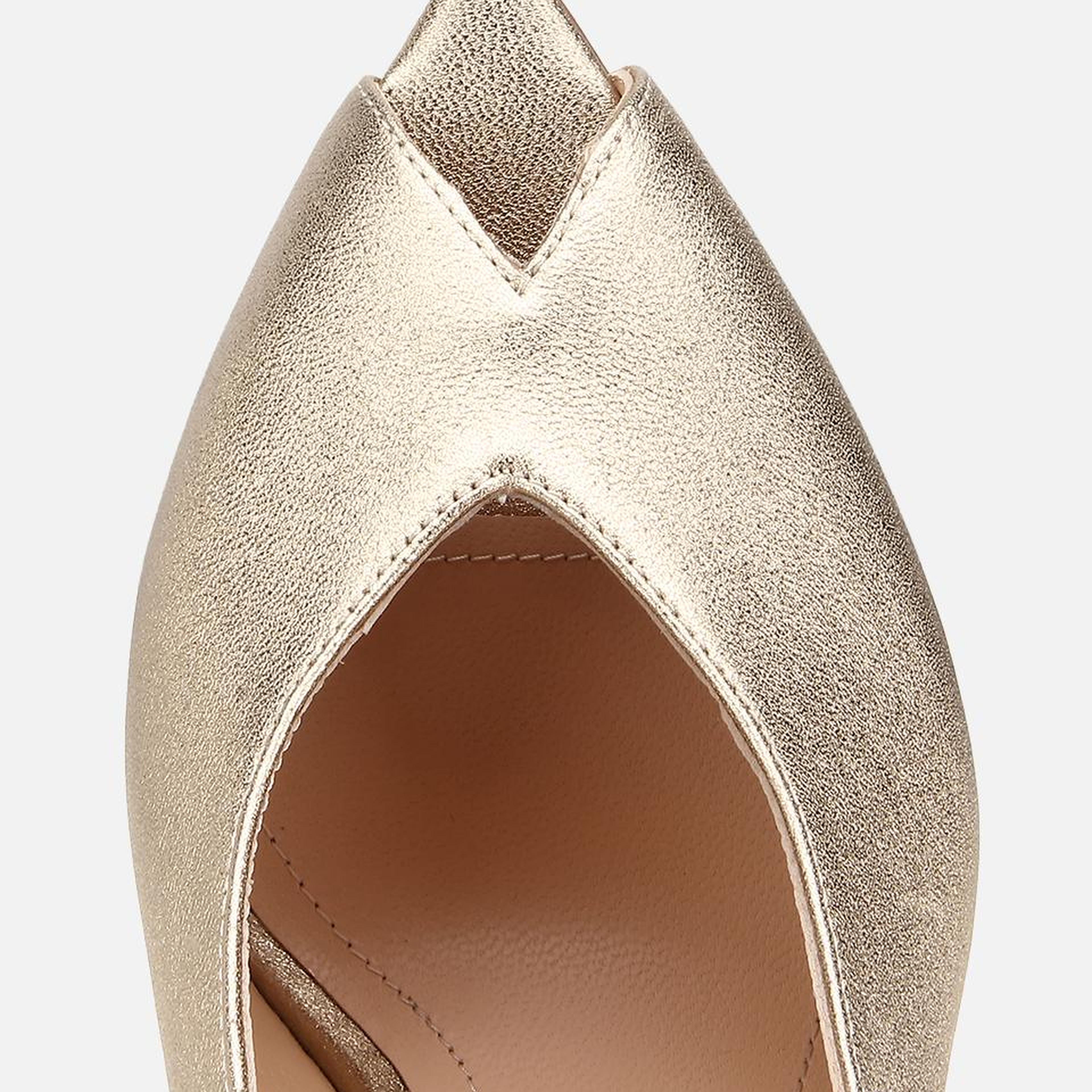 Kadın Deri Gold Burnu Açık İnce Topuklu Stiletto