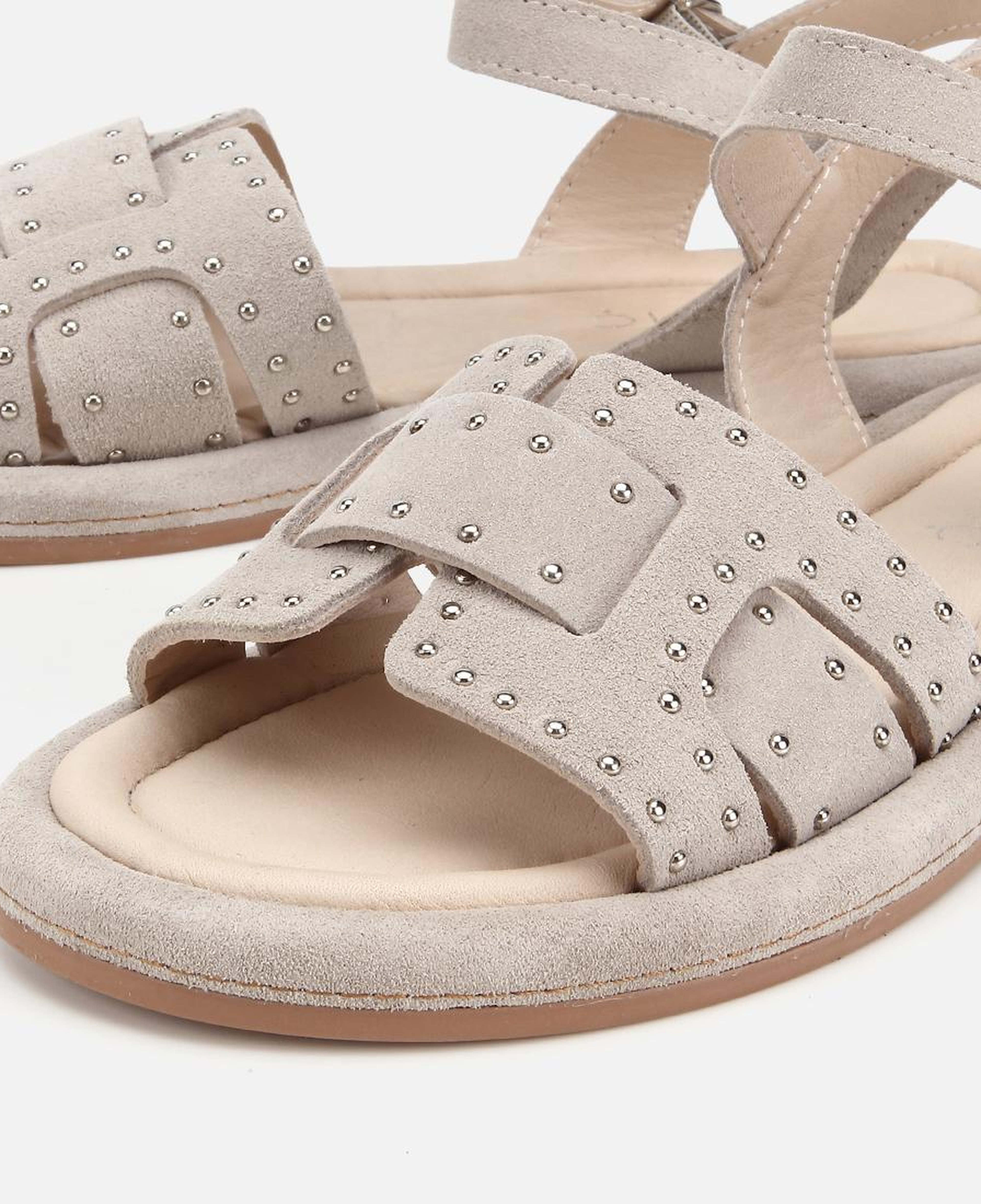 Kadın Süet Deri Bej Yumuşak Dokulu Comfort Düz Sandalet