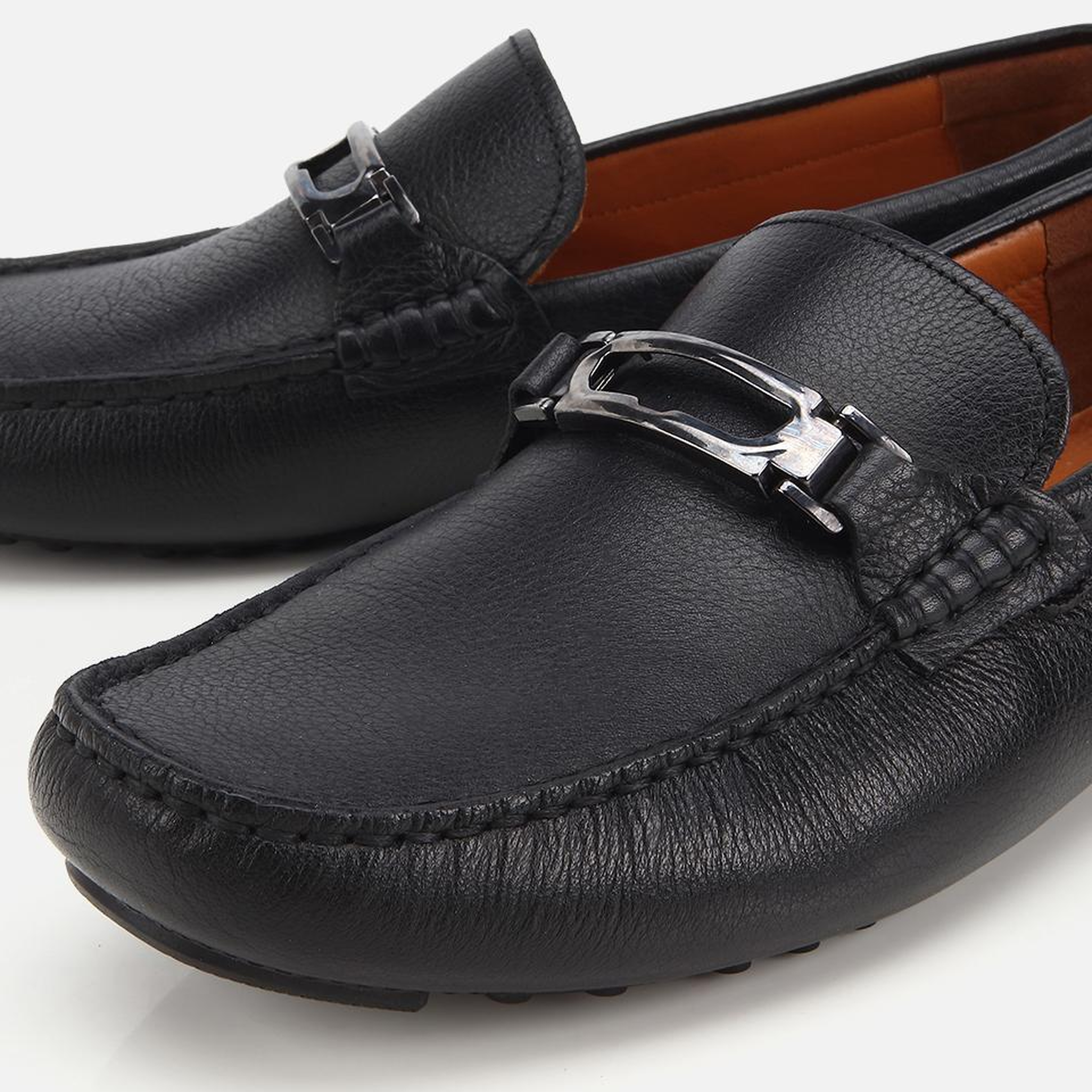 Erkek Deri Siyah Toka Detaylı Günlük Loafer