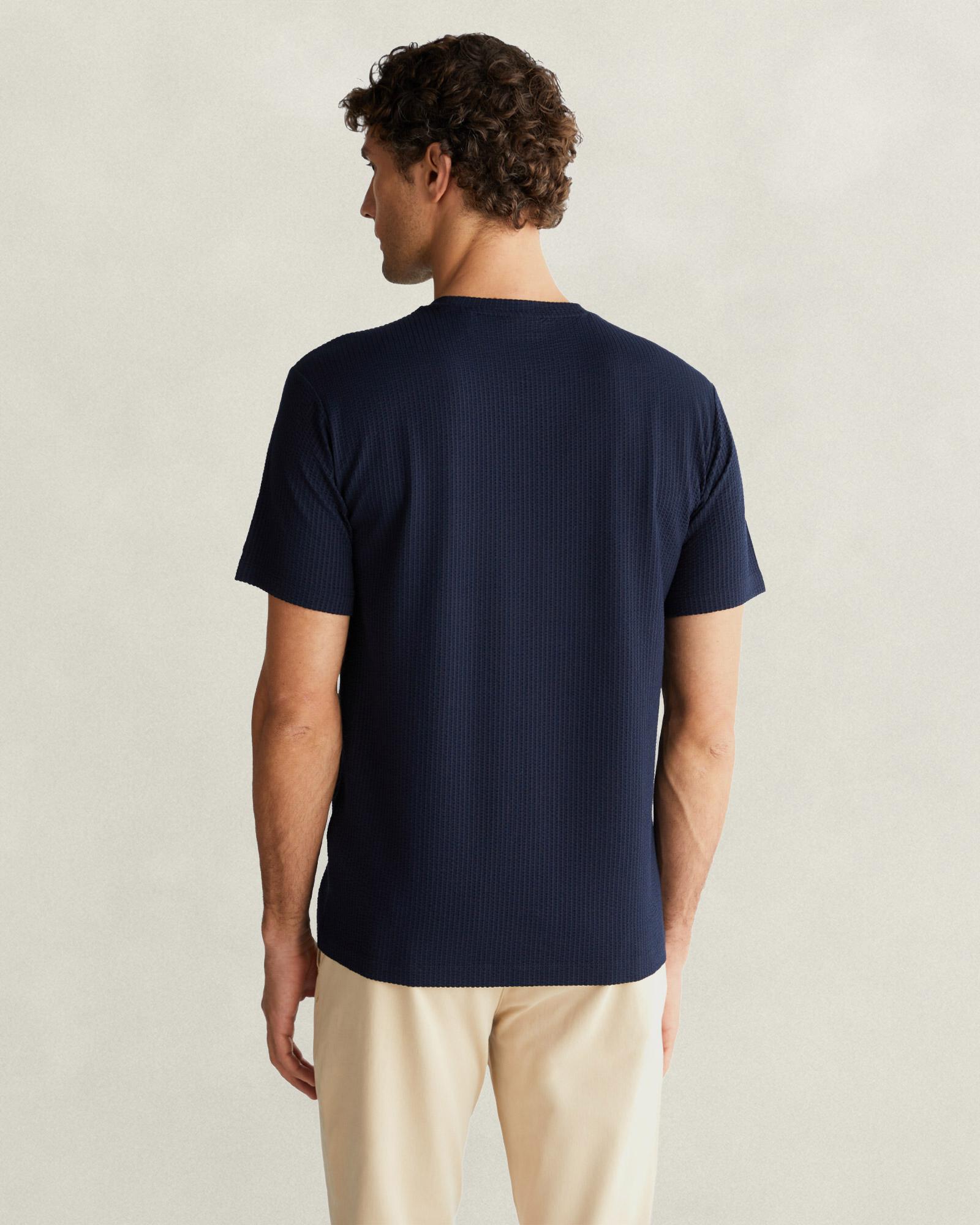 GANT Erkek Lacivert Bisiklet Yaka Regular Fit Logolu T-Shirt