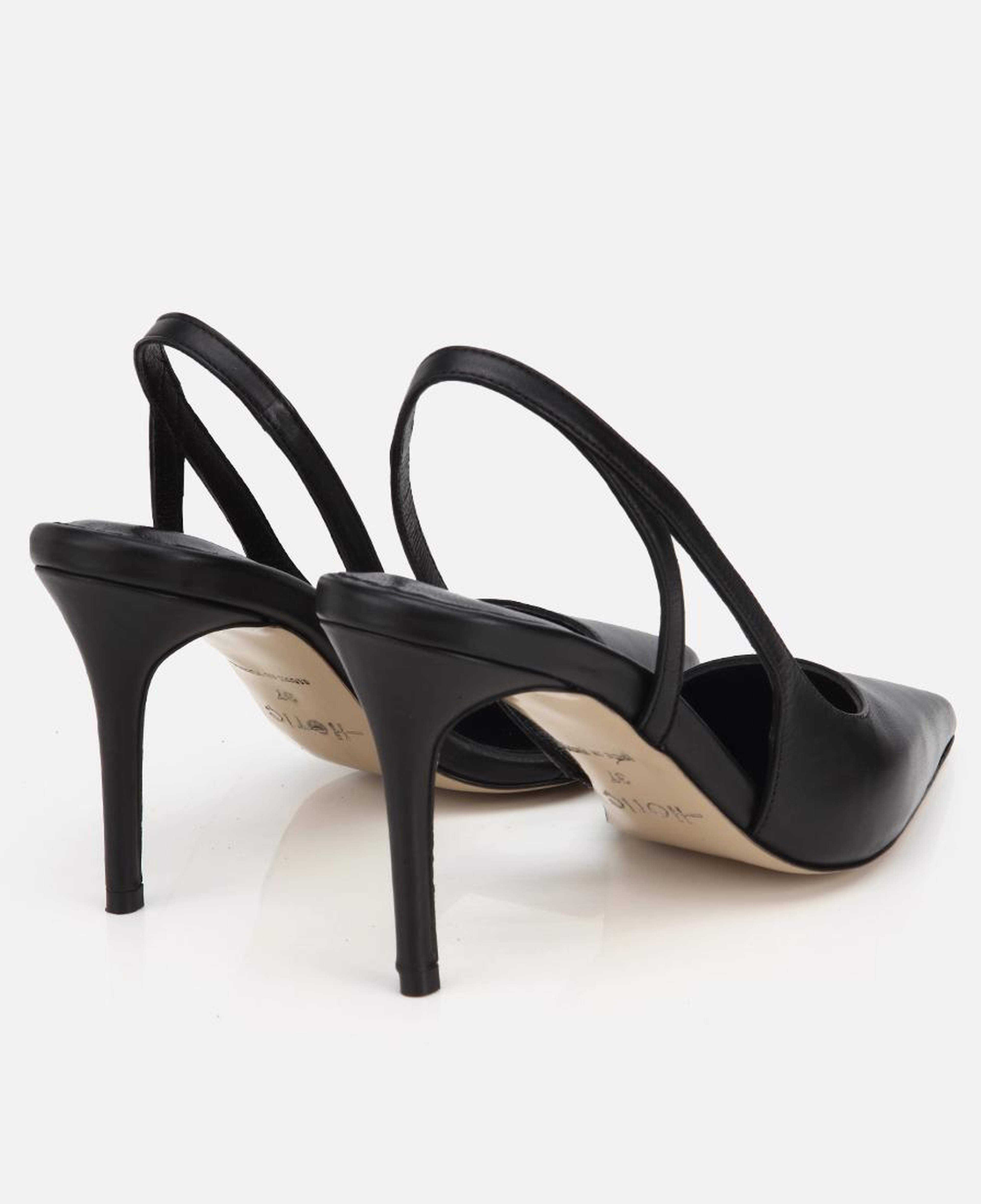 Kadın Deri Siyah Sivri Burunlu İnce Topuklu Stiletto