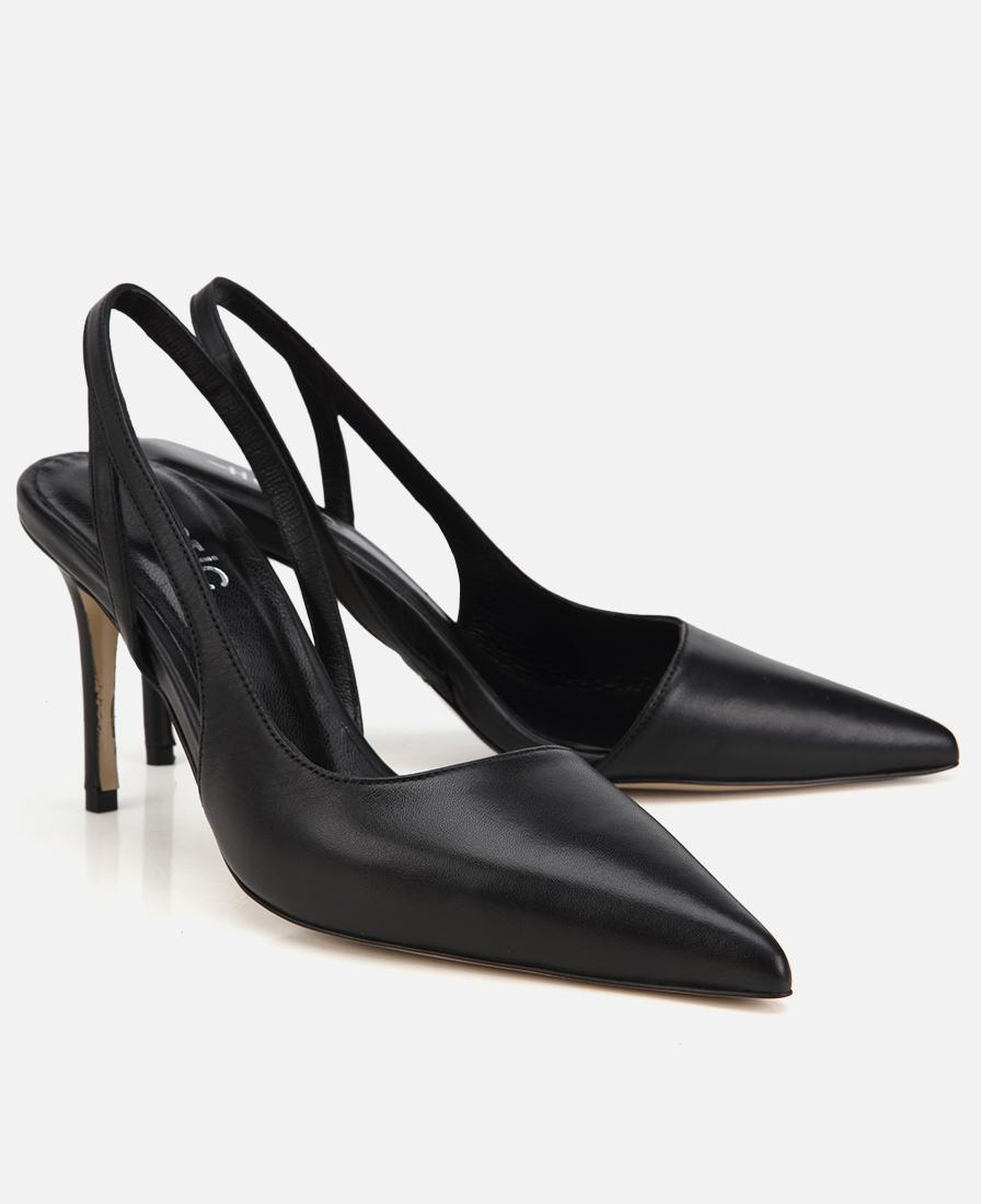 Kadın Deri Siyah Sivri Burunlu İnce Topuklu Stiletto