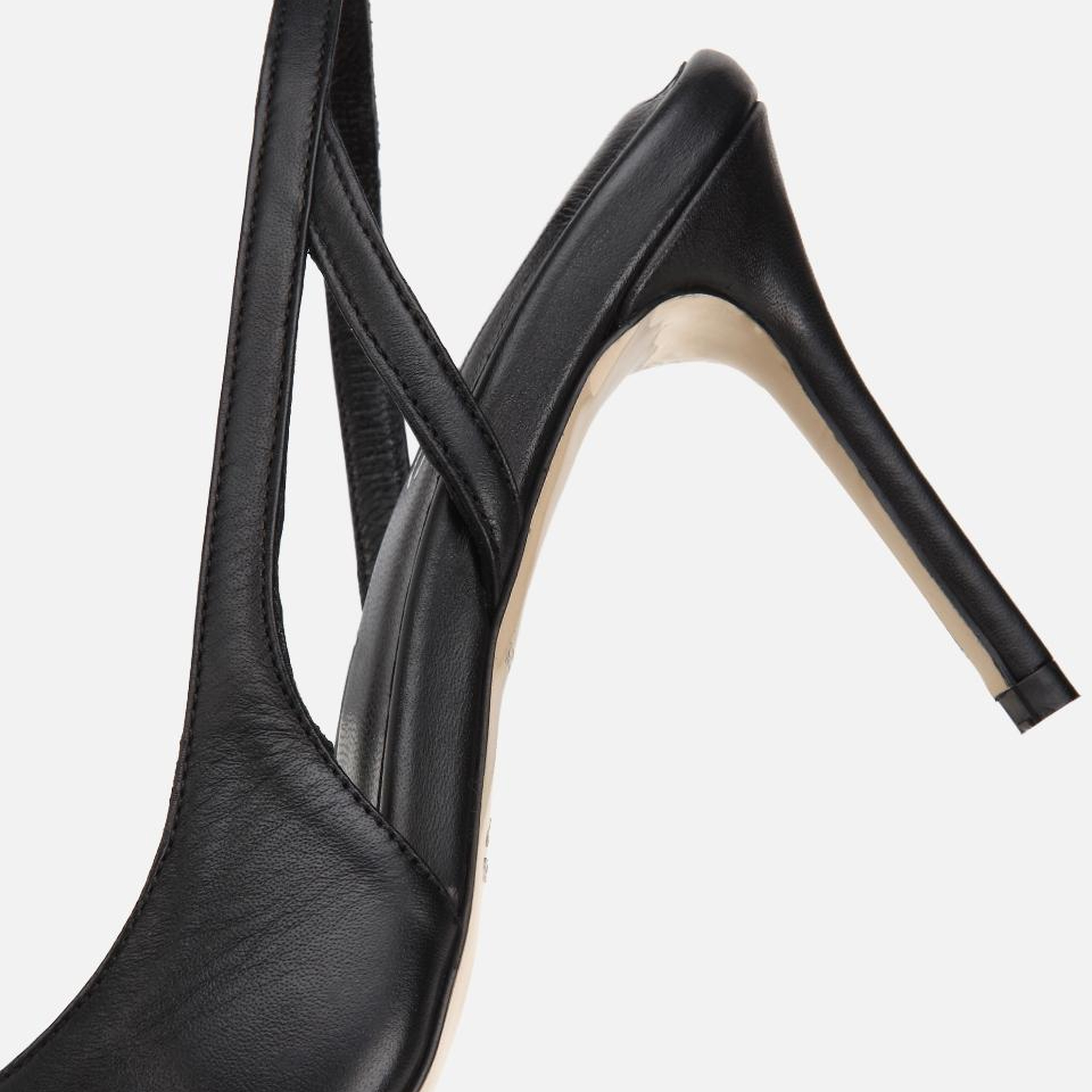 Kadın Deri Siyah Sivri Burunlu İnce Topuklu Stiletto