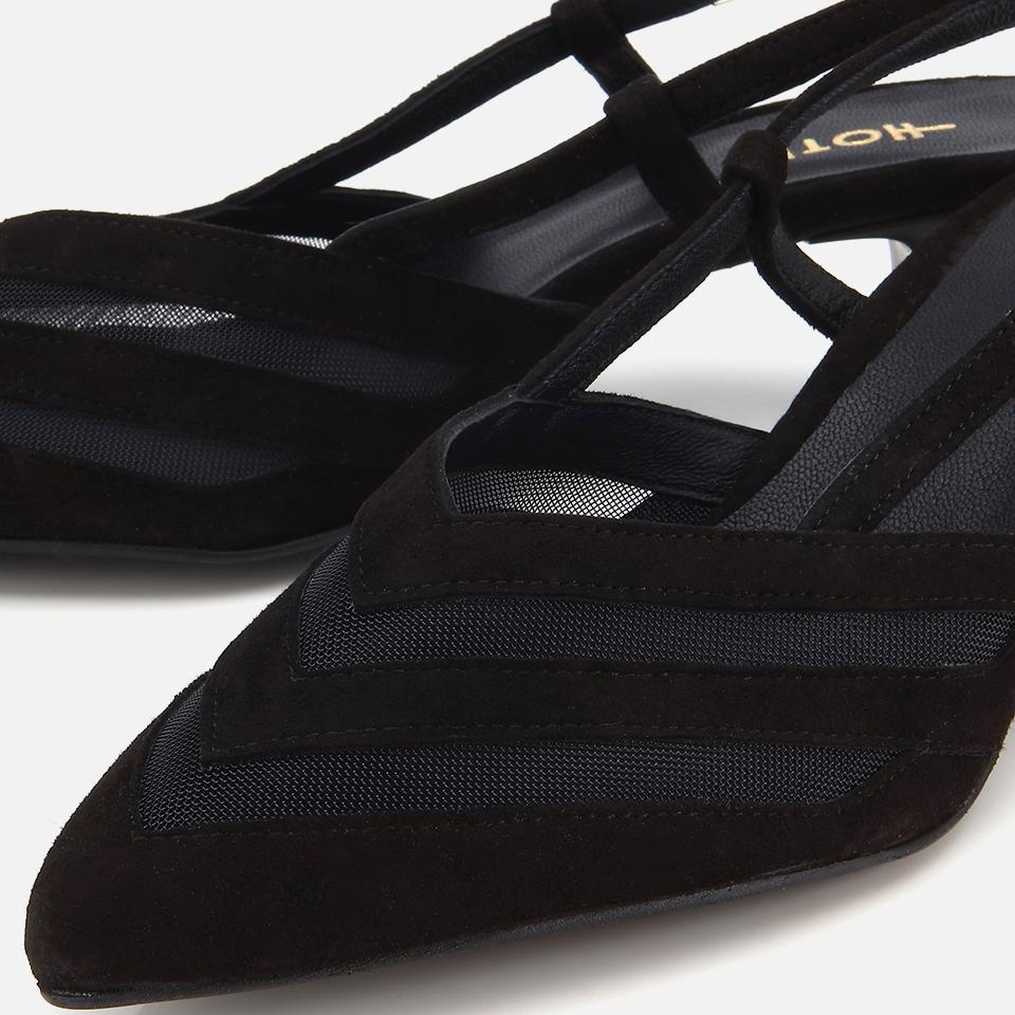 Kadın Süet Deri Siyah Arkası Açık Mini Topuklu Stiletto