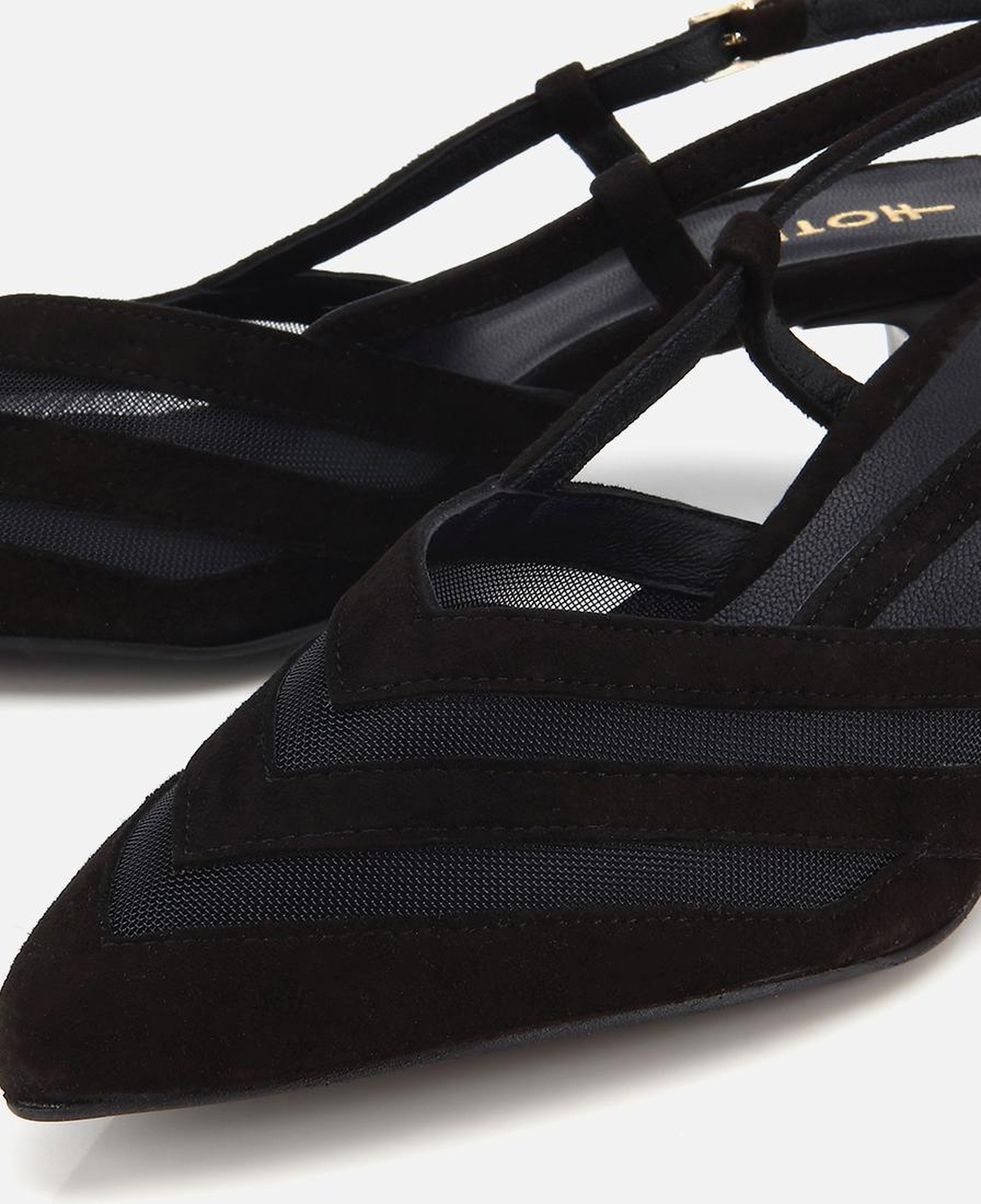 Kadın Süet Deri Siyah Arkası Açık Mini Topuklu Stiletto
