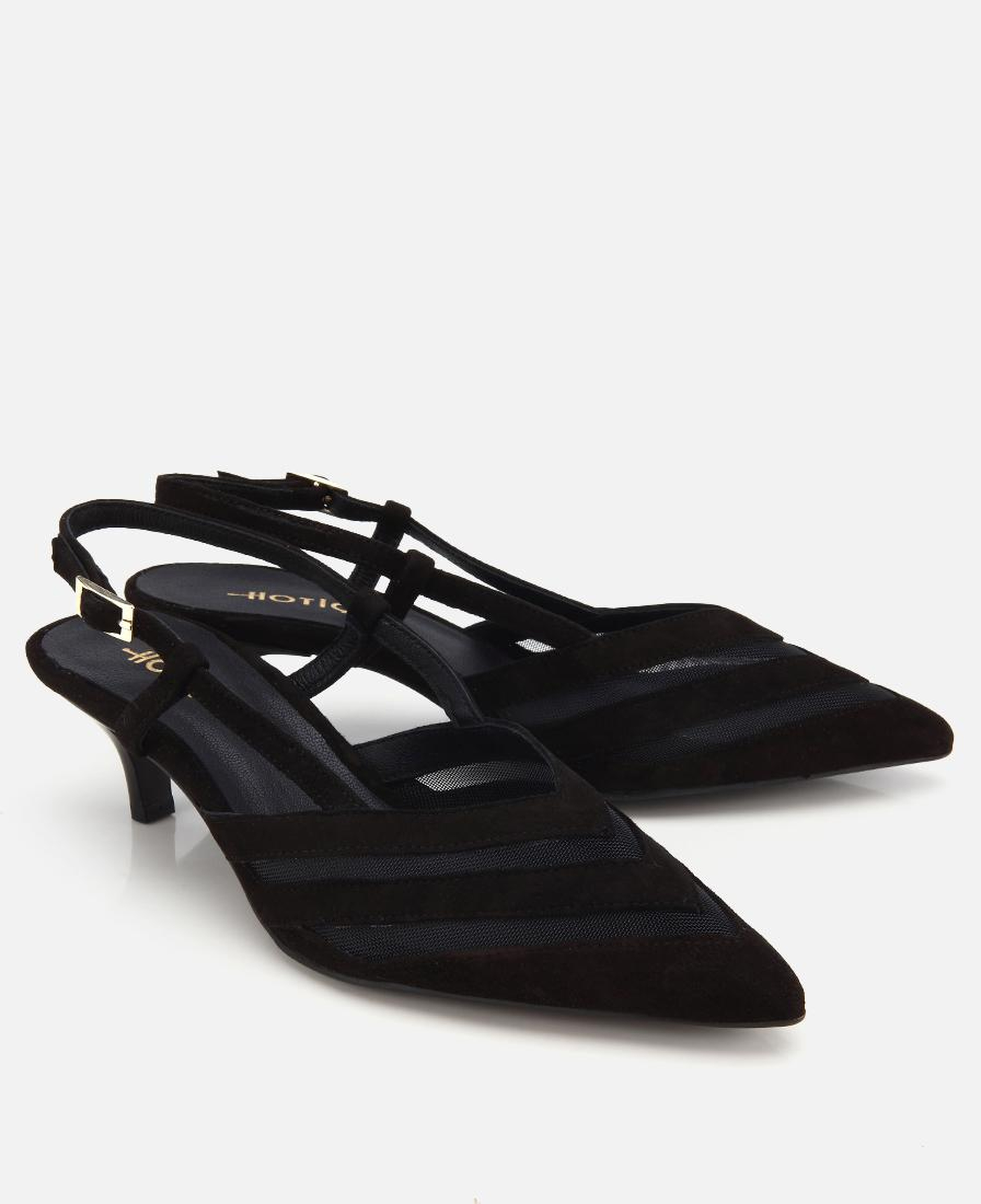 Kadın Süet Deri Siyah Arkası Açık Mini Topuklu Stiletto