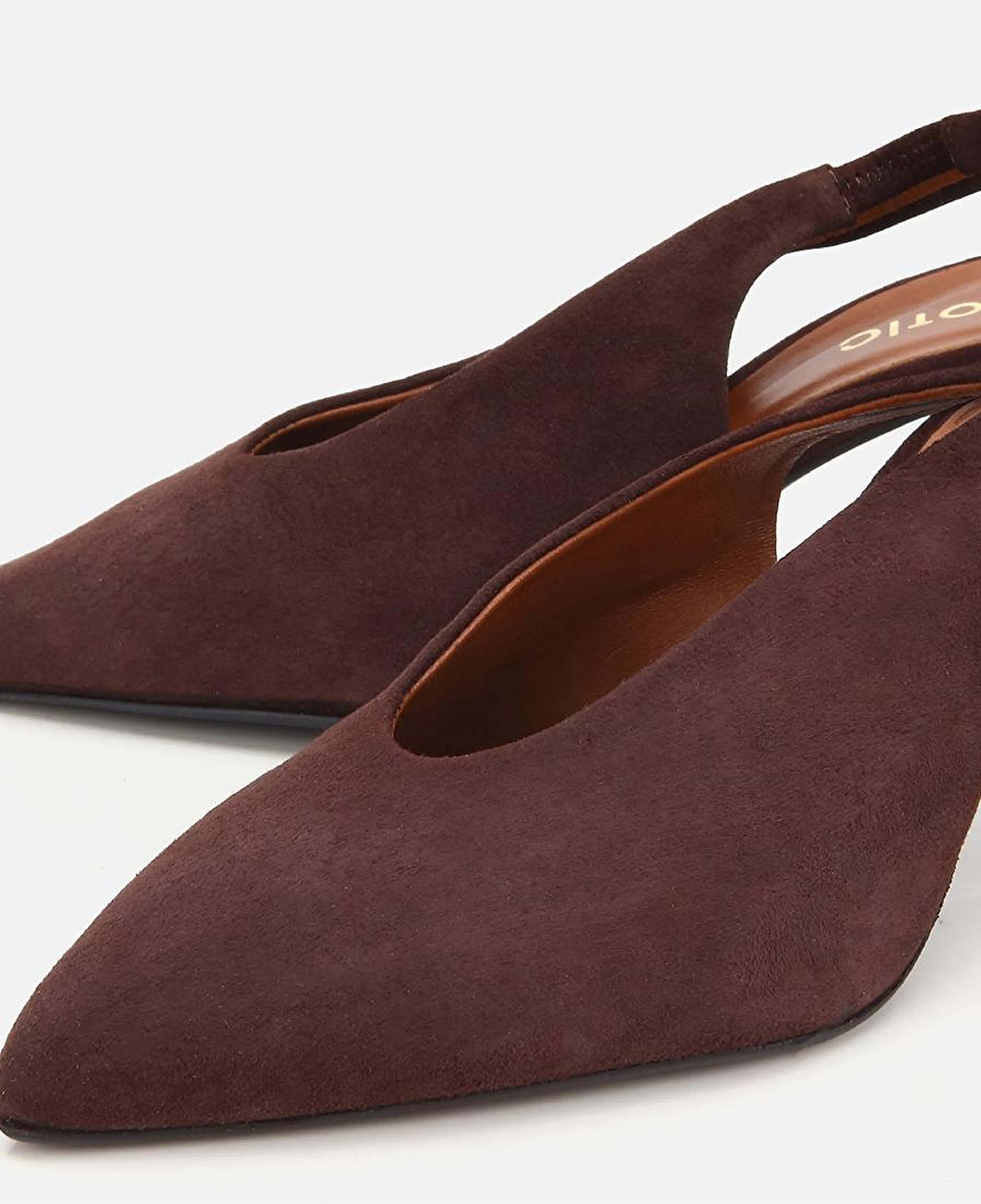Kadın Süet Deri Kahverengi Yumuşak Dokulu Kısa Topuklu Stiletto