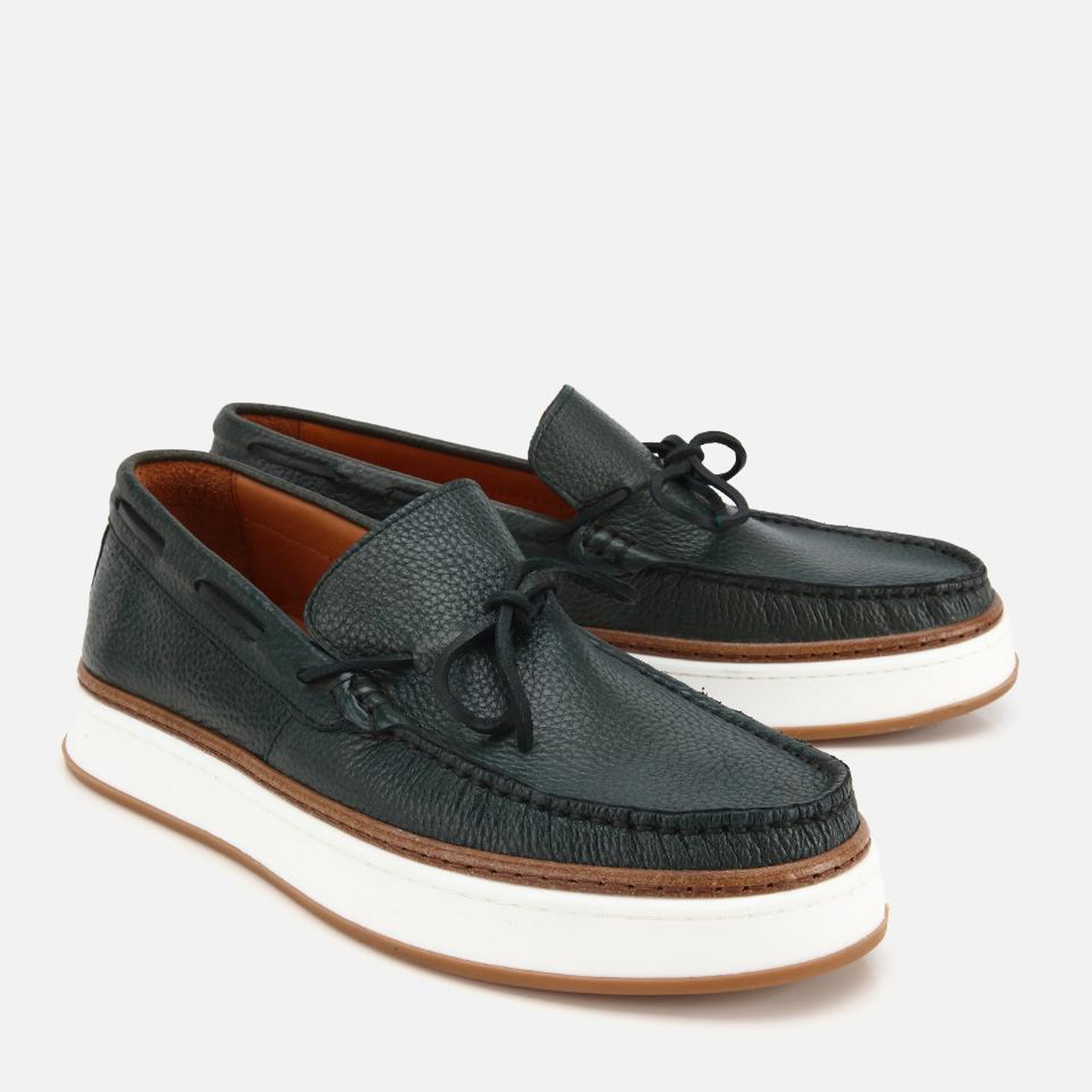 Erkek Deri Haki Bağcık Detaylı Günlük Loafer