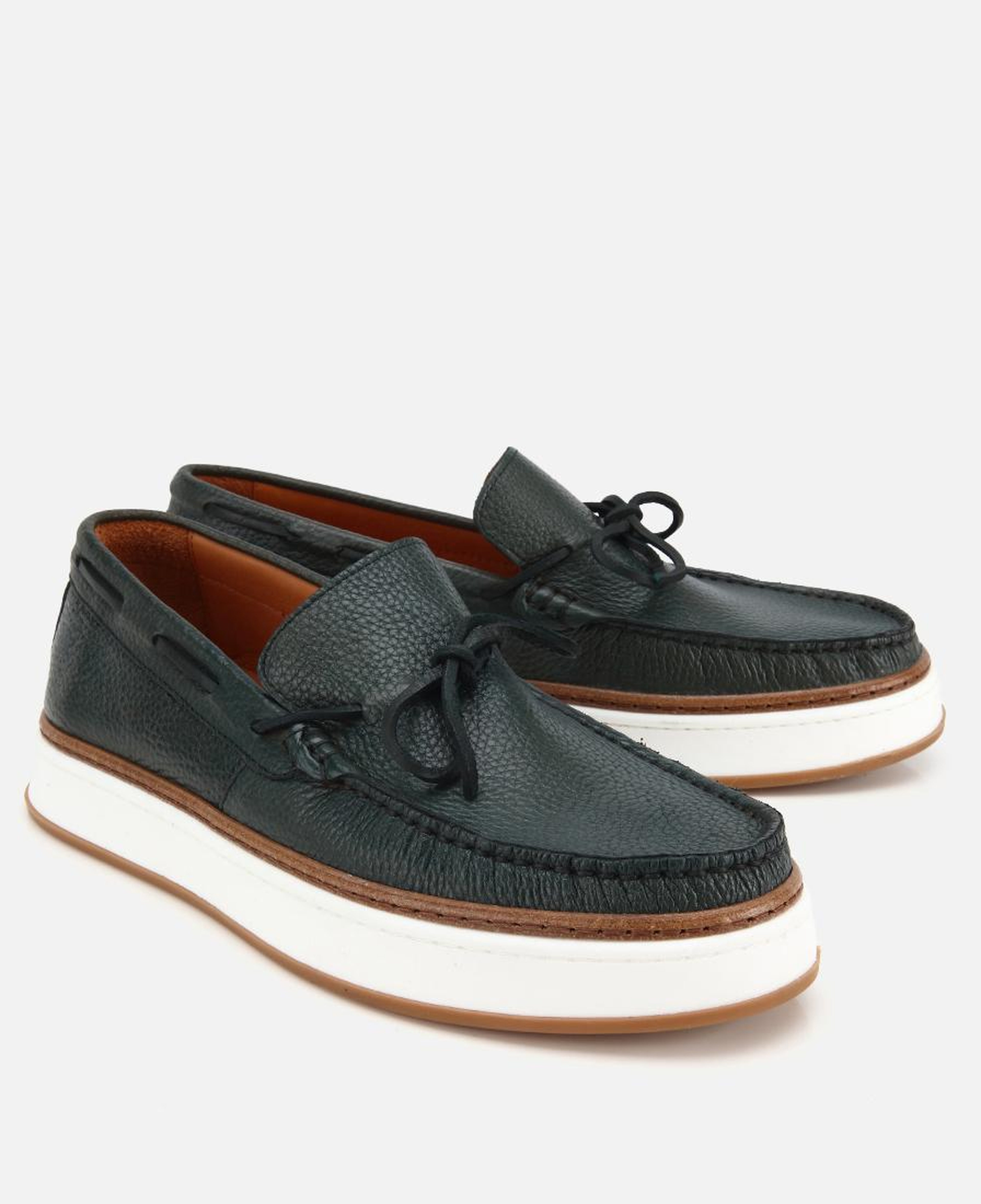 Erkek Deri Haki Bağcık Detaylı Günlük Loafer