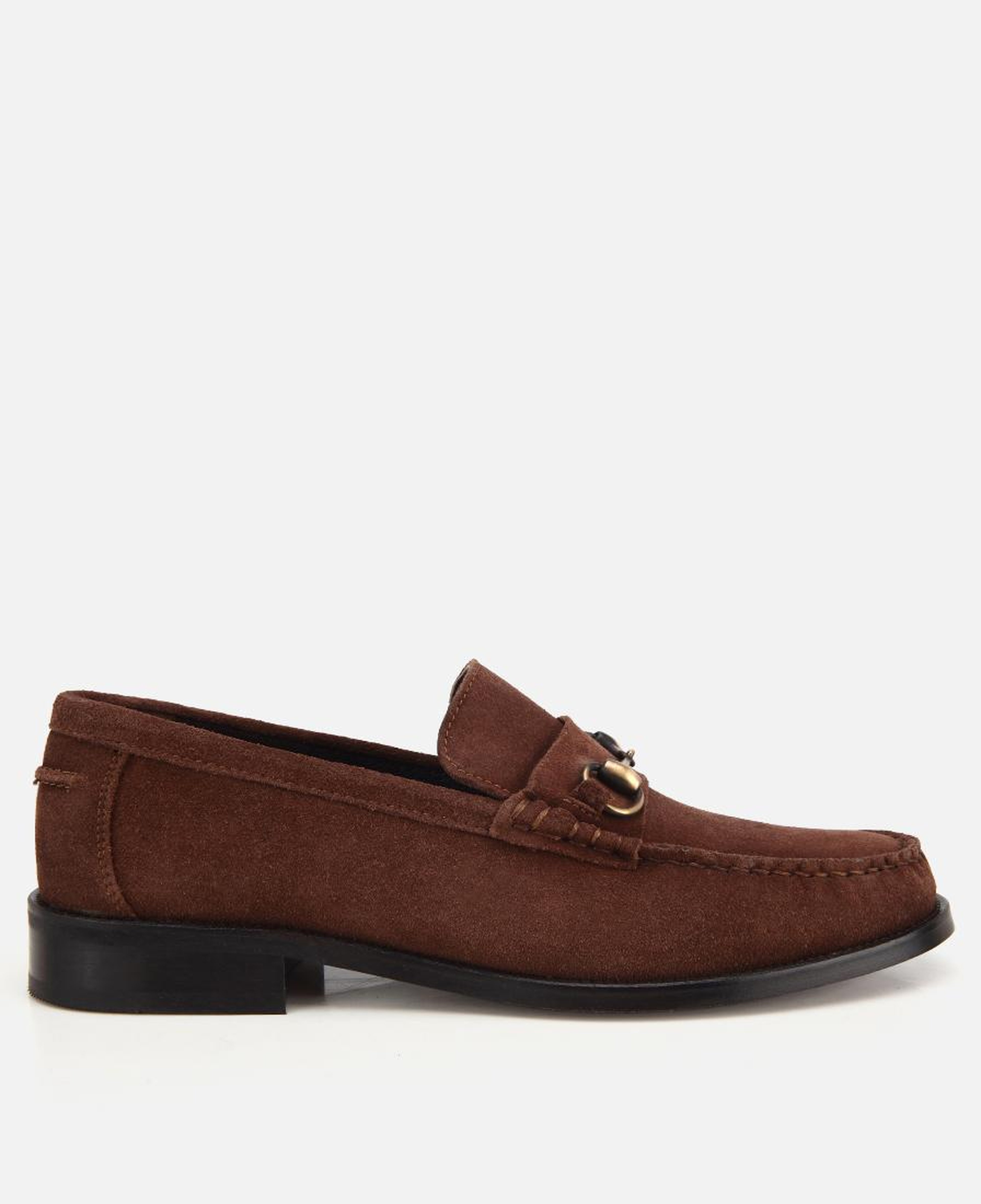 Erkek Süet Deri Kahverengi Toka Detaylı Klasik Loafer