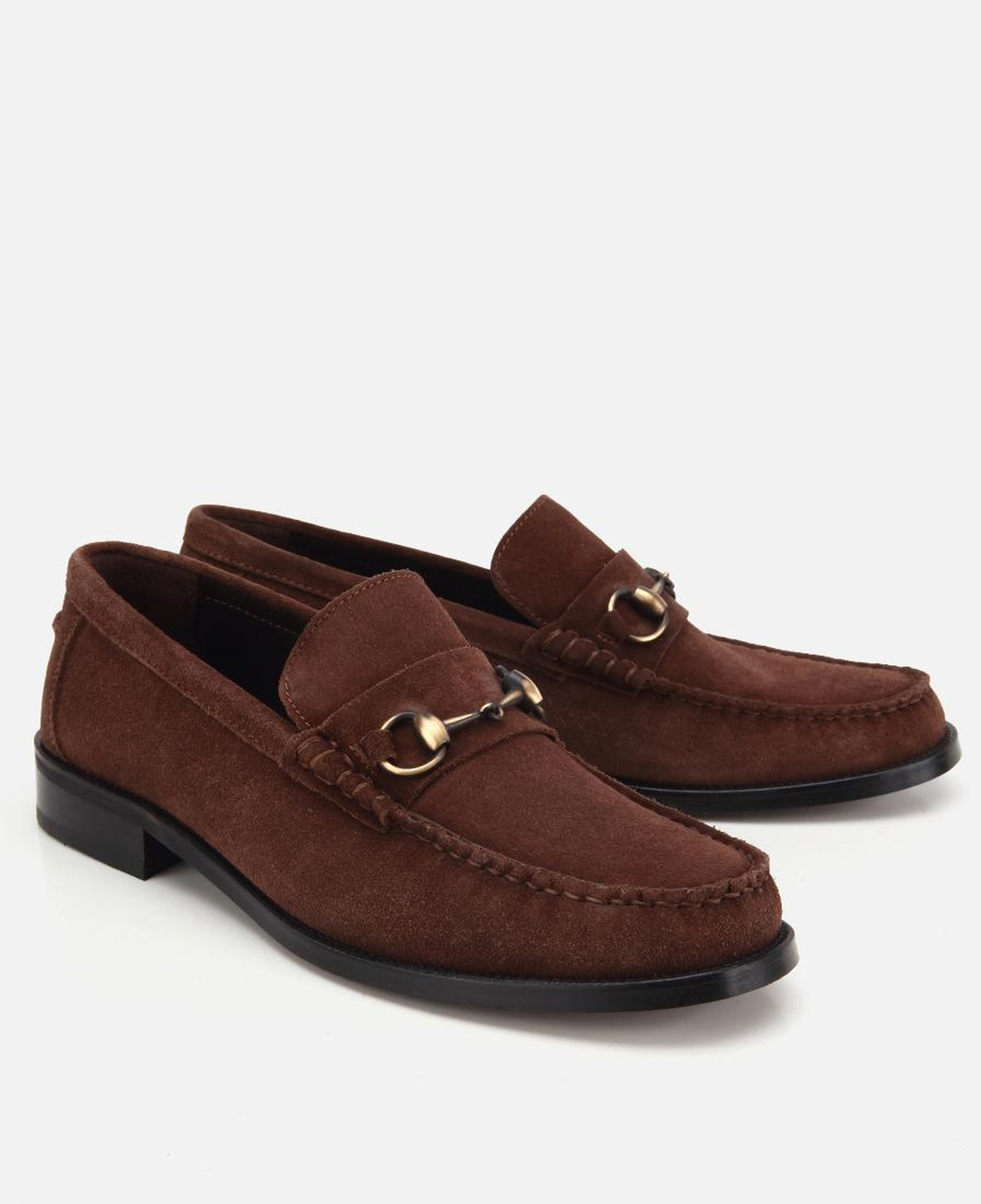 Erkek Süet Deri Kahverengi Toka Detaylı Klasik Loafer