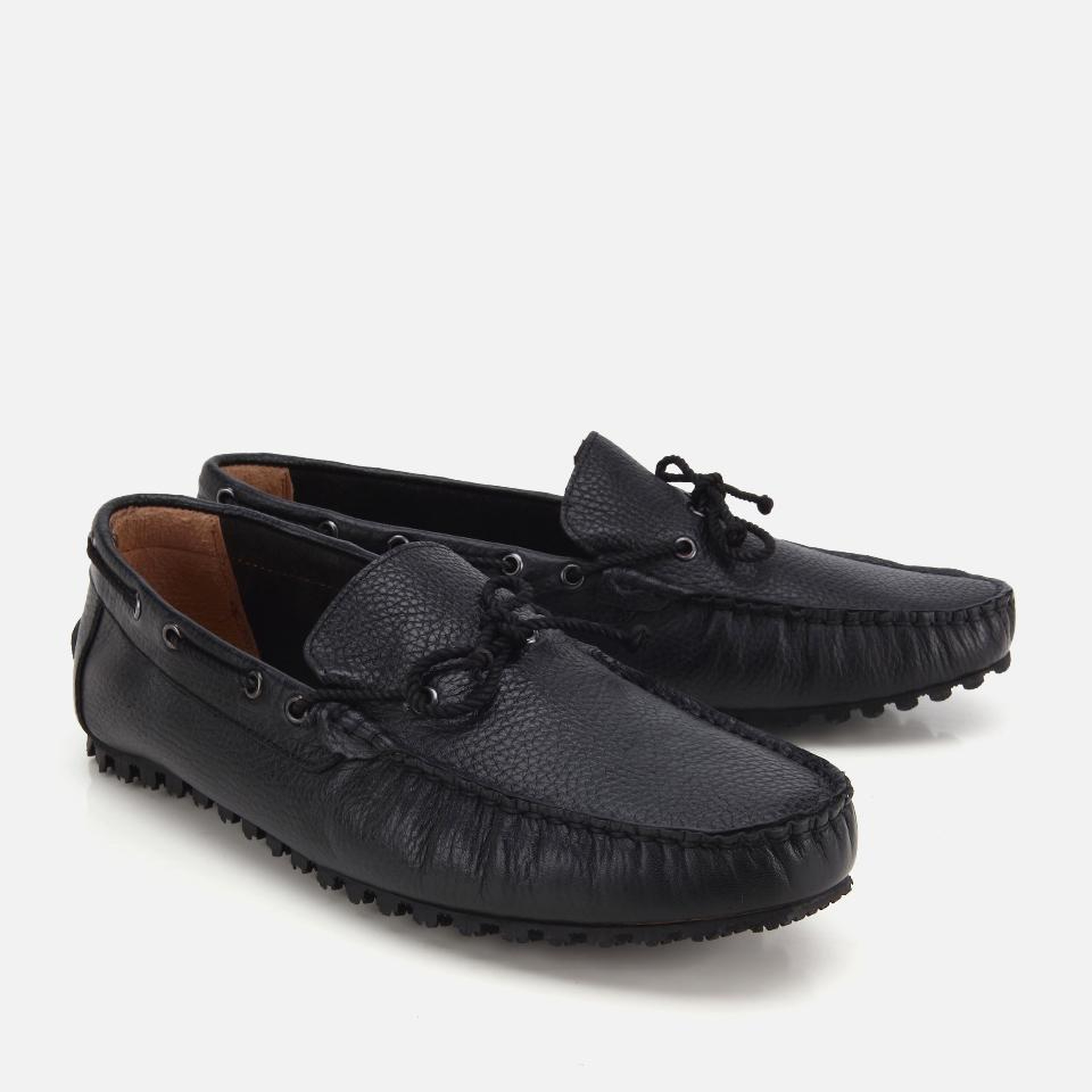 Erkek Deri Siyah Püskül Detaylı Günlük Loafer