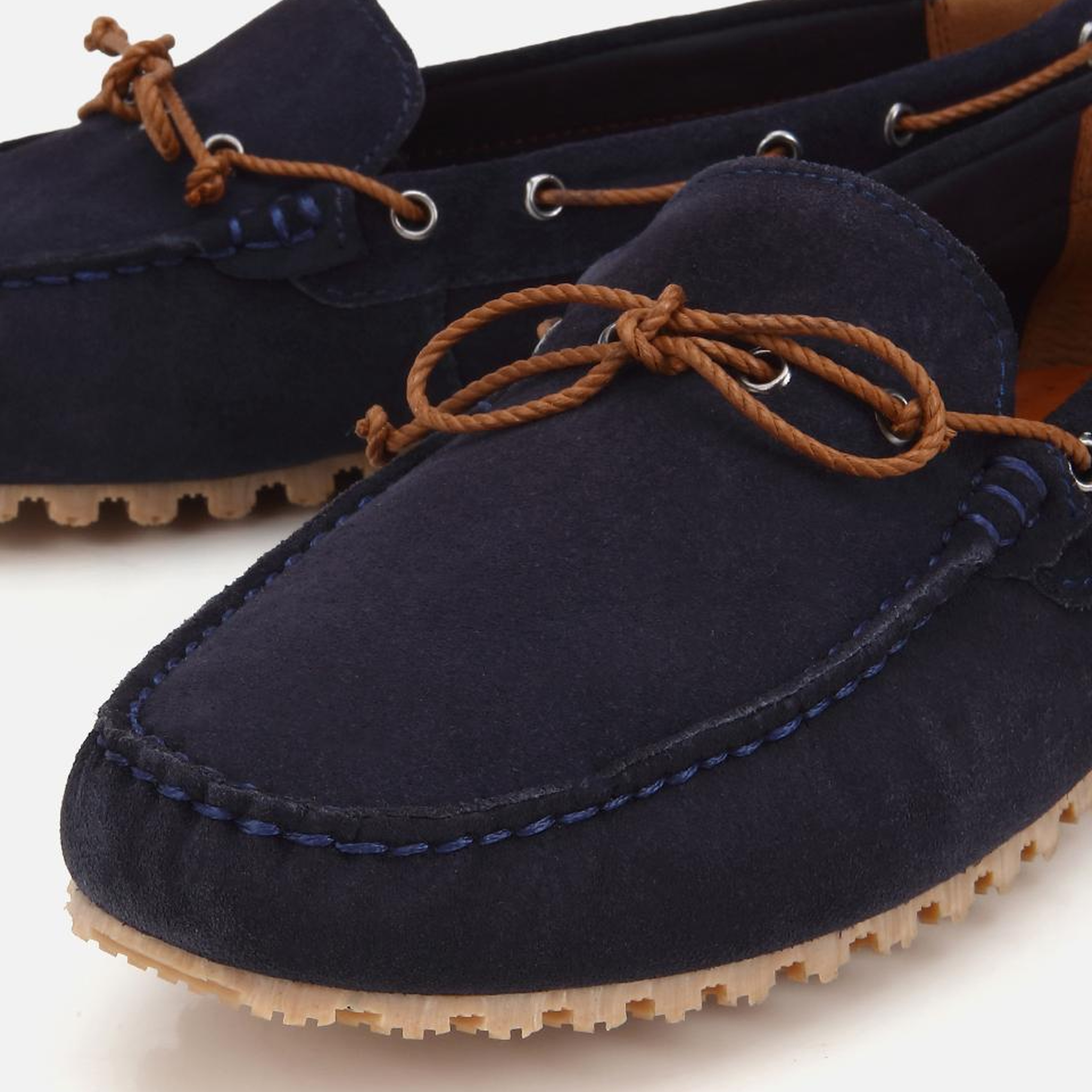 Erkek Deri Lacivert Bağcık Detaylı Günlük Loafer