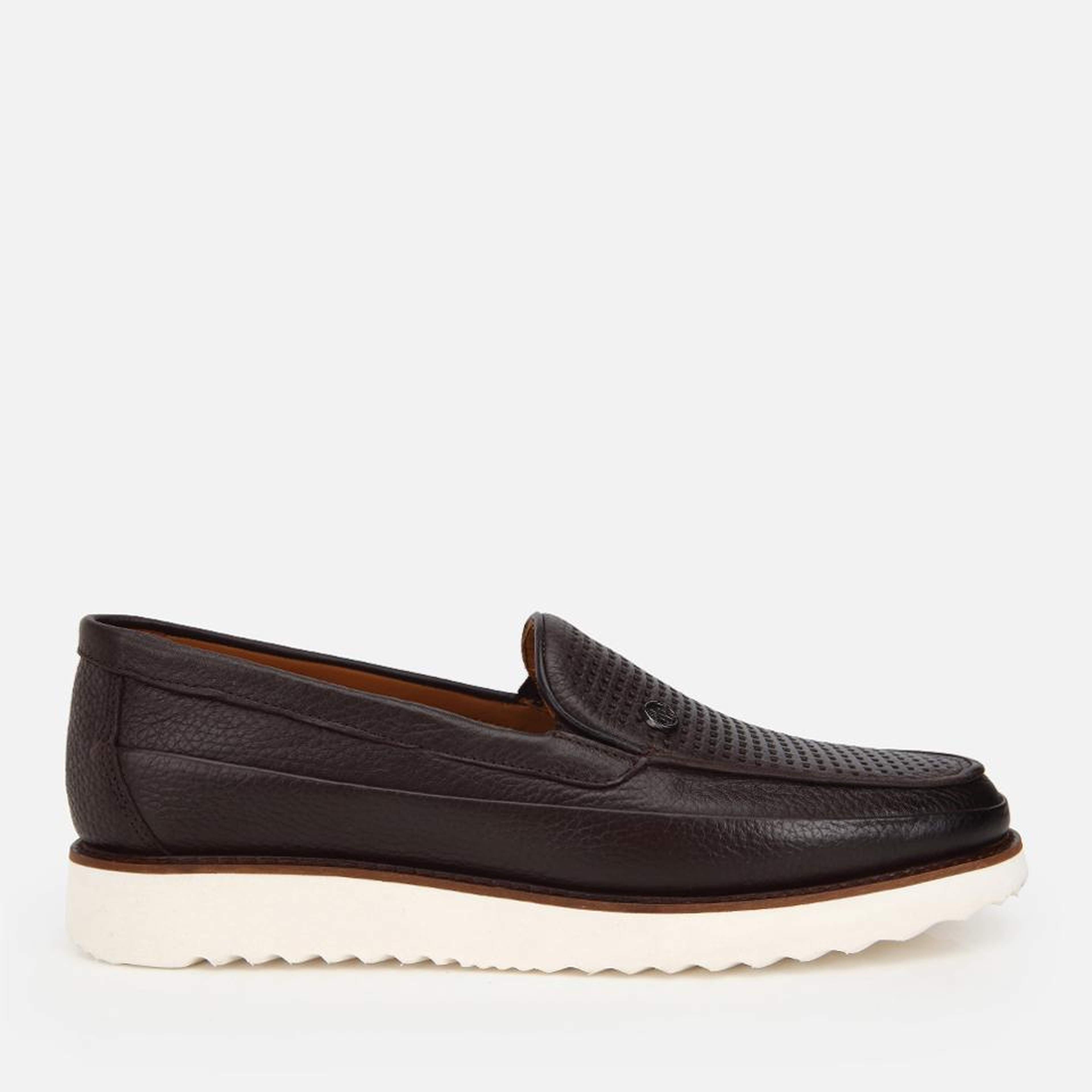 Erkek Deri Kahverengi Delikli Hafif Tabanlı Klasik Loafer