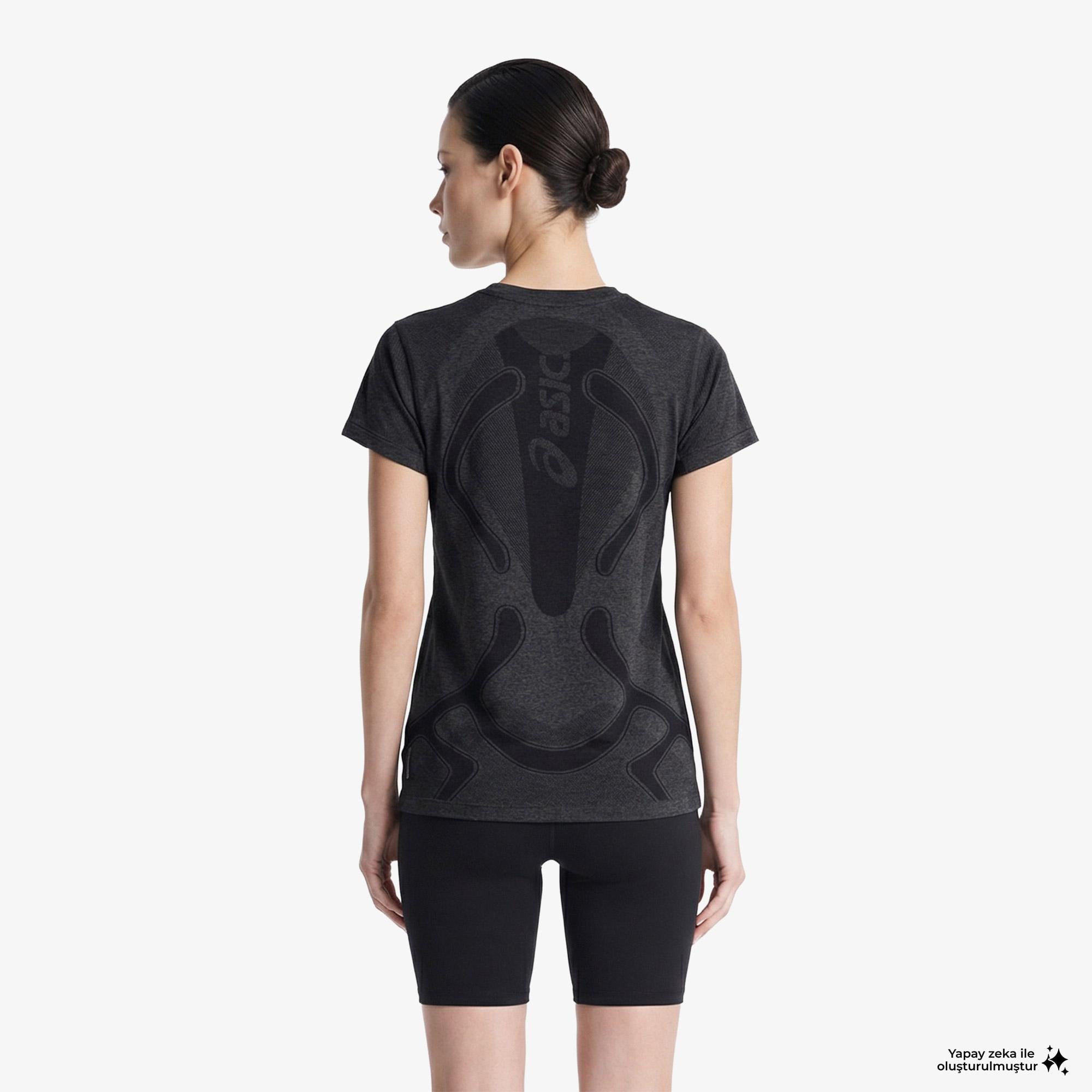 Asics Road Seamless Ss Top Kadın Siyah Koşu Sweatshirt