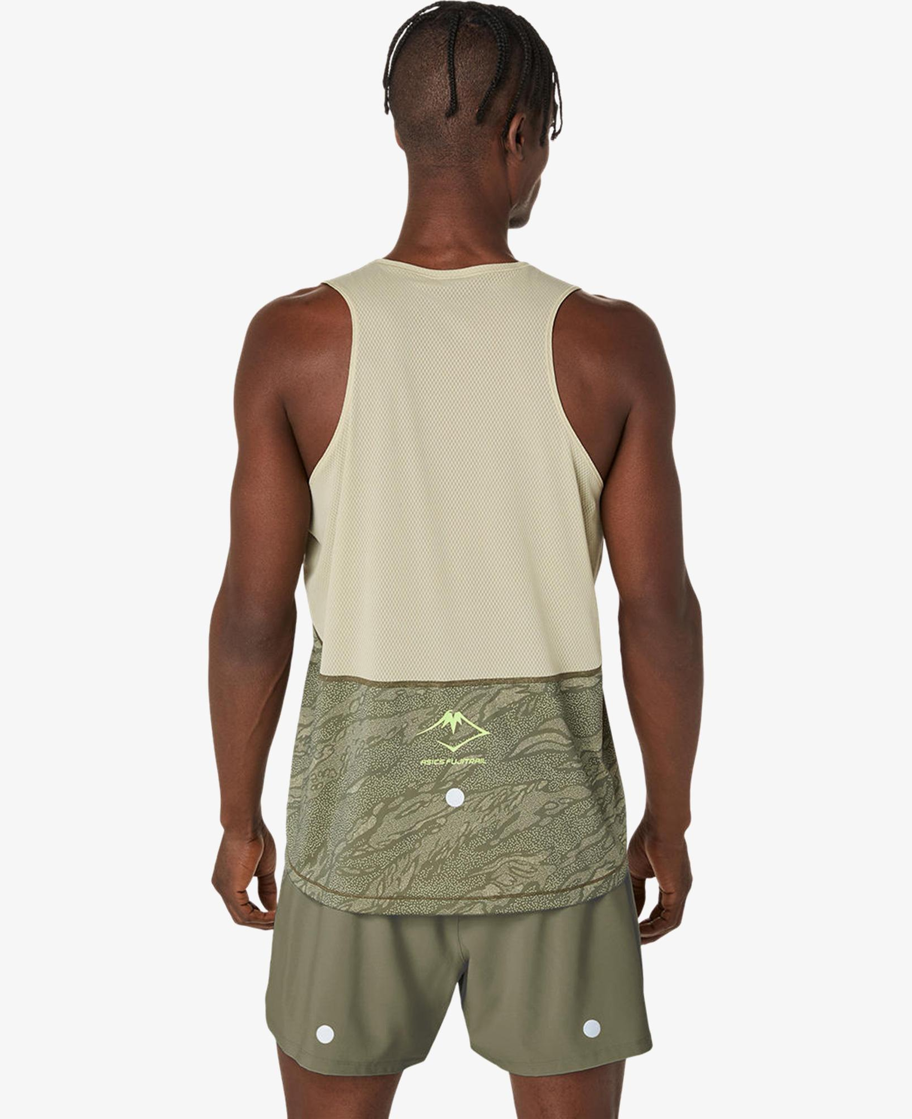 Asics Fujitrail Singlet Erkek Yeşil Atlet
